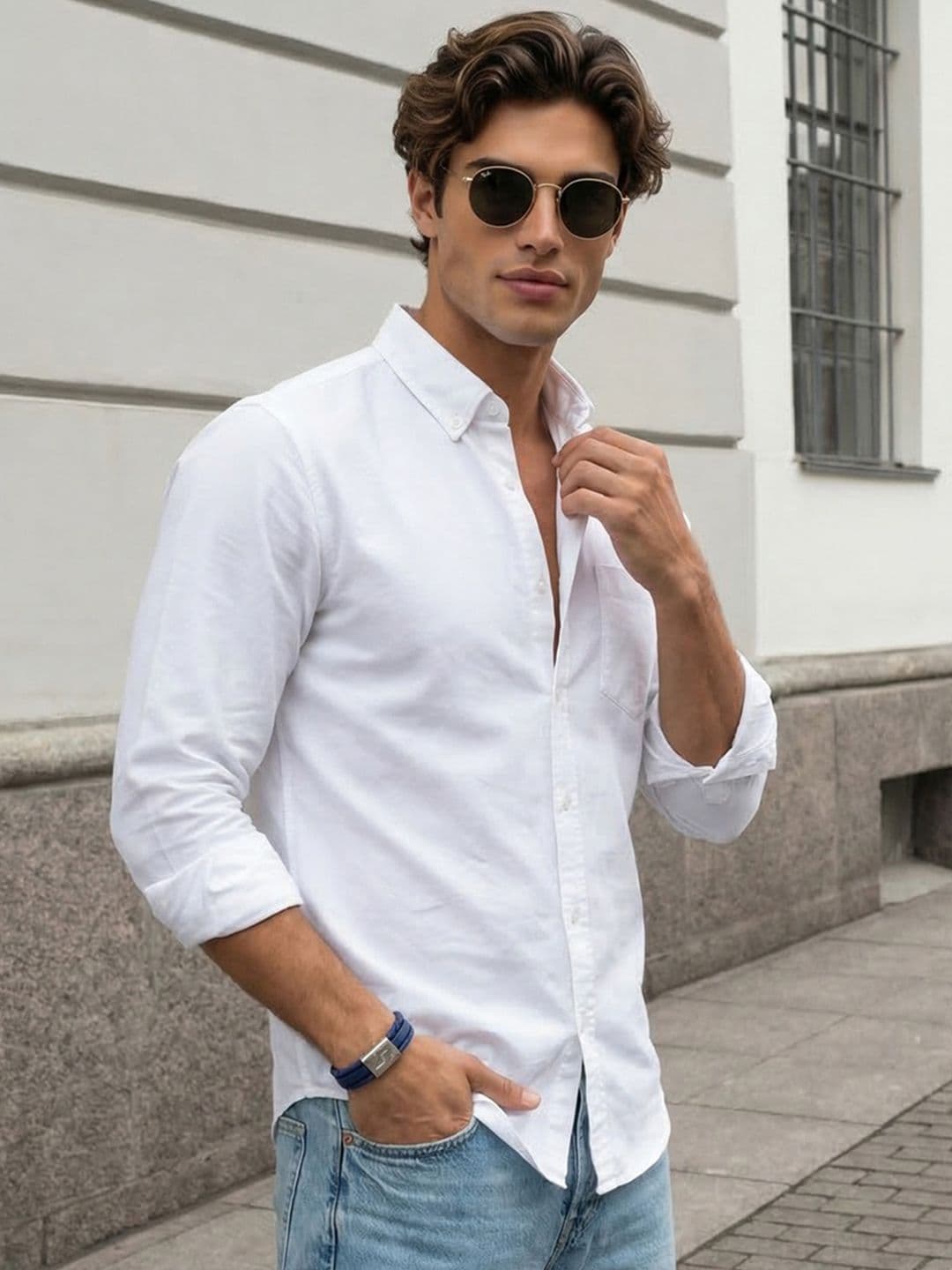 Urbano Fashion Men Button-Down Collar Full Sleeve Regular Fit Solid Oxford Shirt - view 1