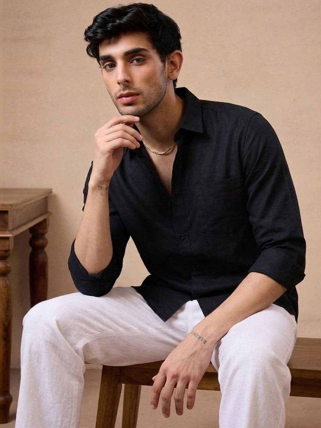 DHAKRE FASHION Men Black Solid Cotton Shirts - view 1
