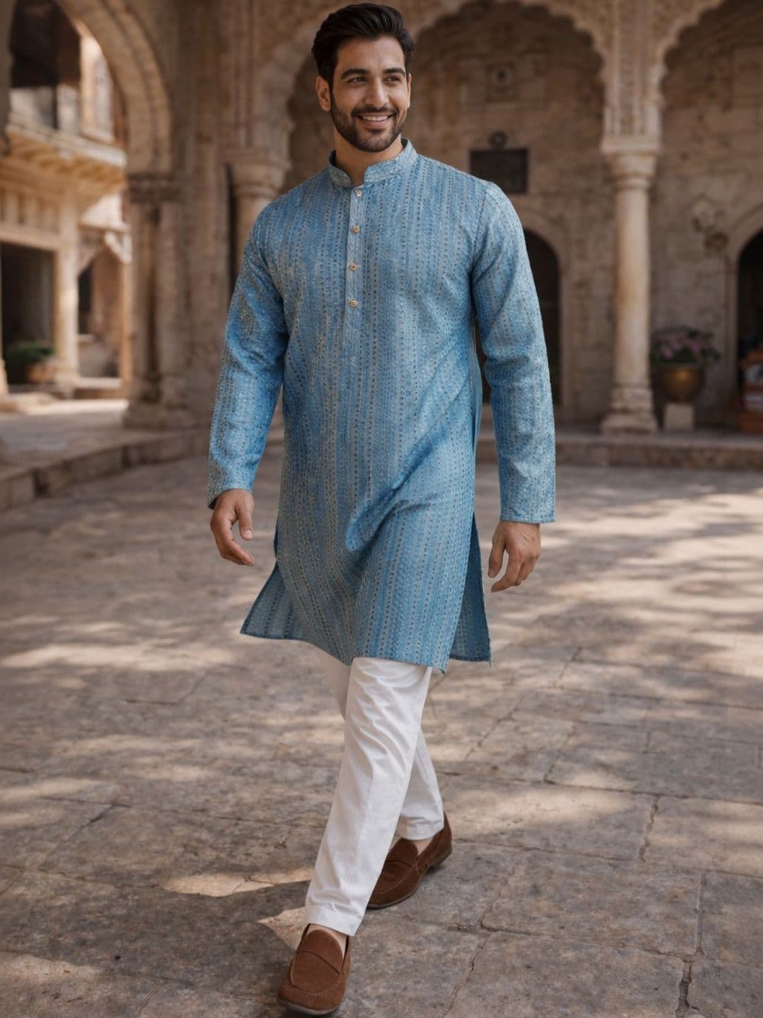 HERE&NOW Men Ethnic Motifs Embroidered Sequinned Kurta - view 1