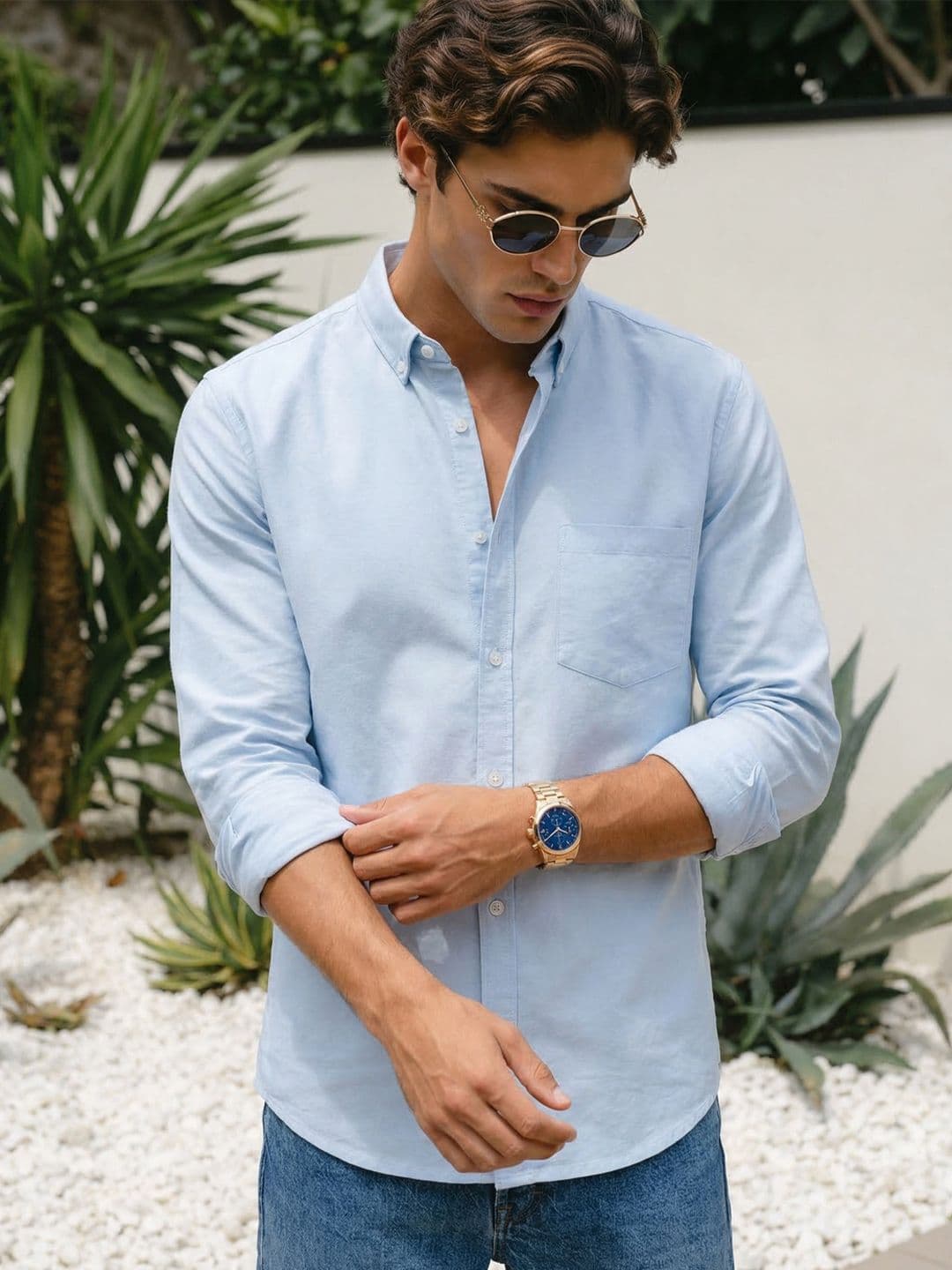 Urbano Fashion Men Button-Down Collar Full Sleeve Regular Fit Solid Oxford Shirt - view 1