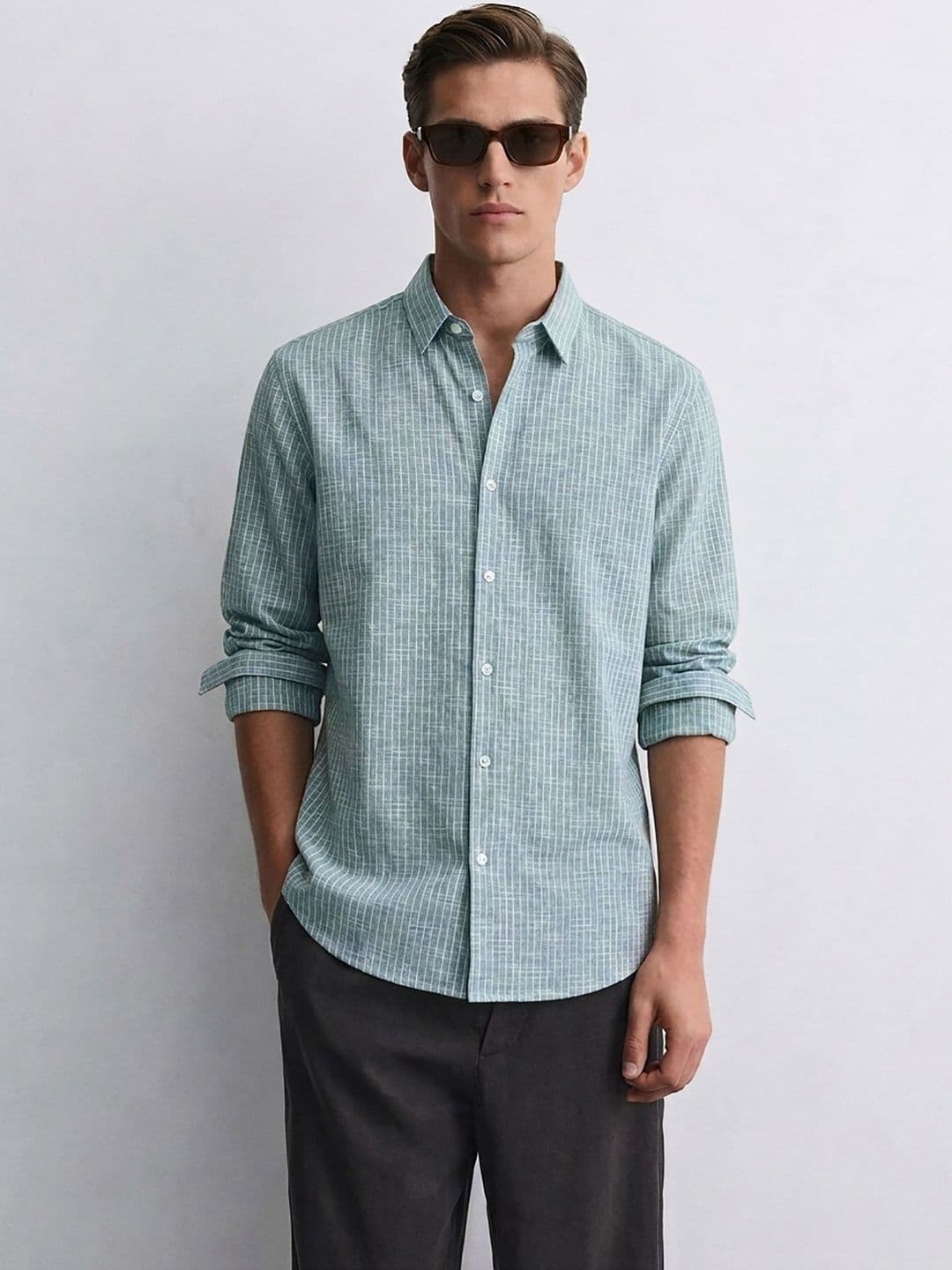 MISCHIEF MONKEY Men Classic Striped Casual Shirt - view 1