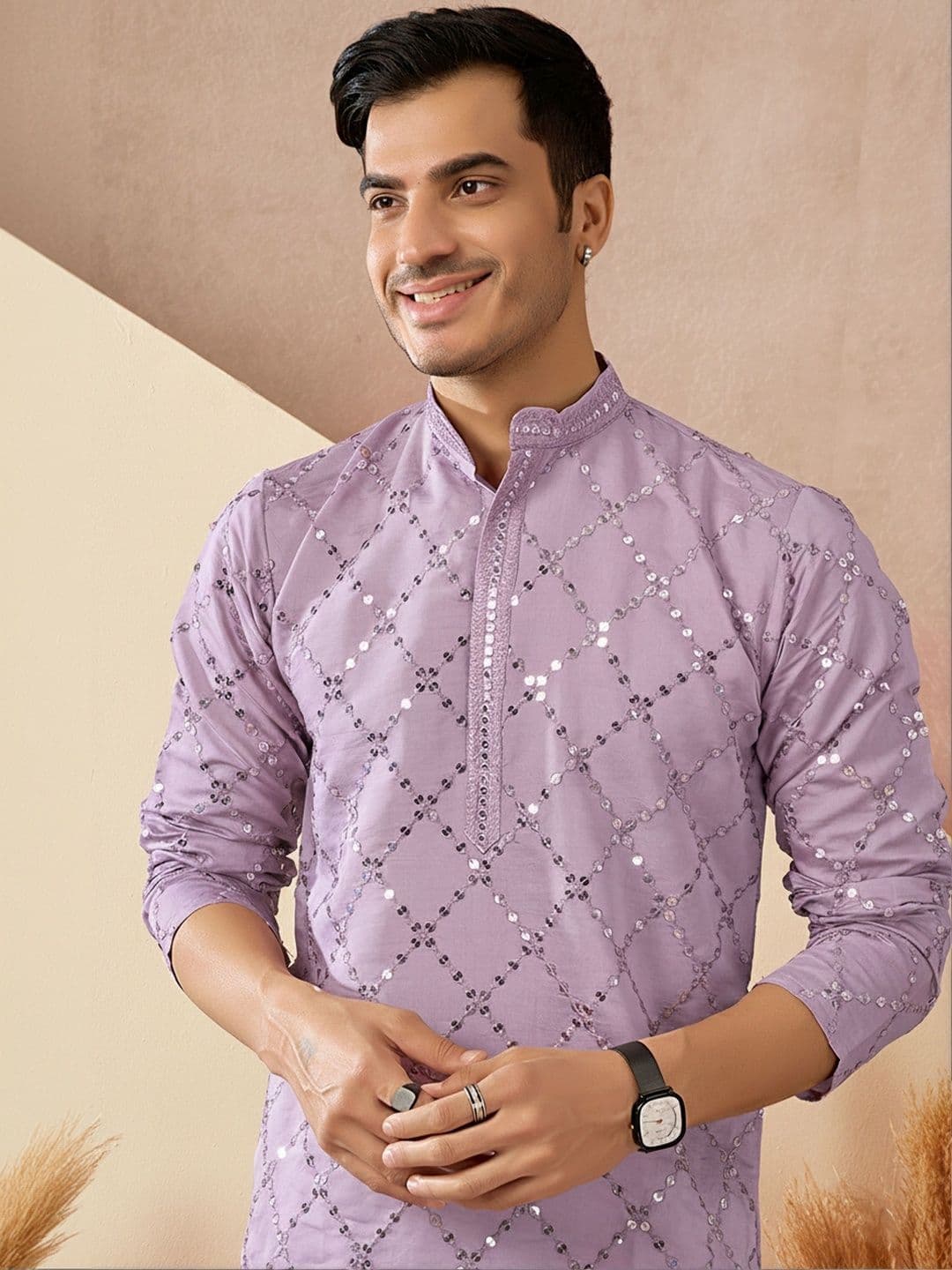 INDIROOP Ethnic Motifs Embroidered Mandarin Collar Pure Cotton Chikankari Kurta - view 1