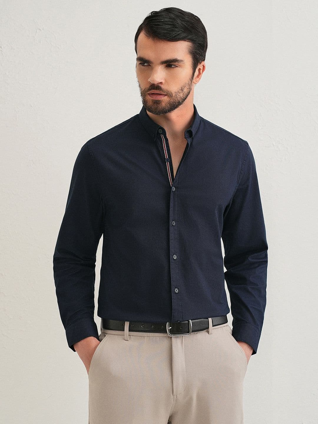 Banana Club Contrast Placket Cotton Long Sleeves Shirt - view 1
