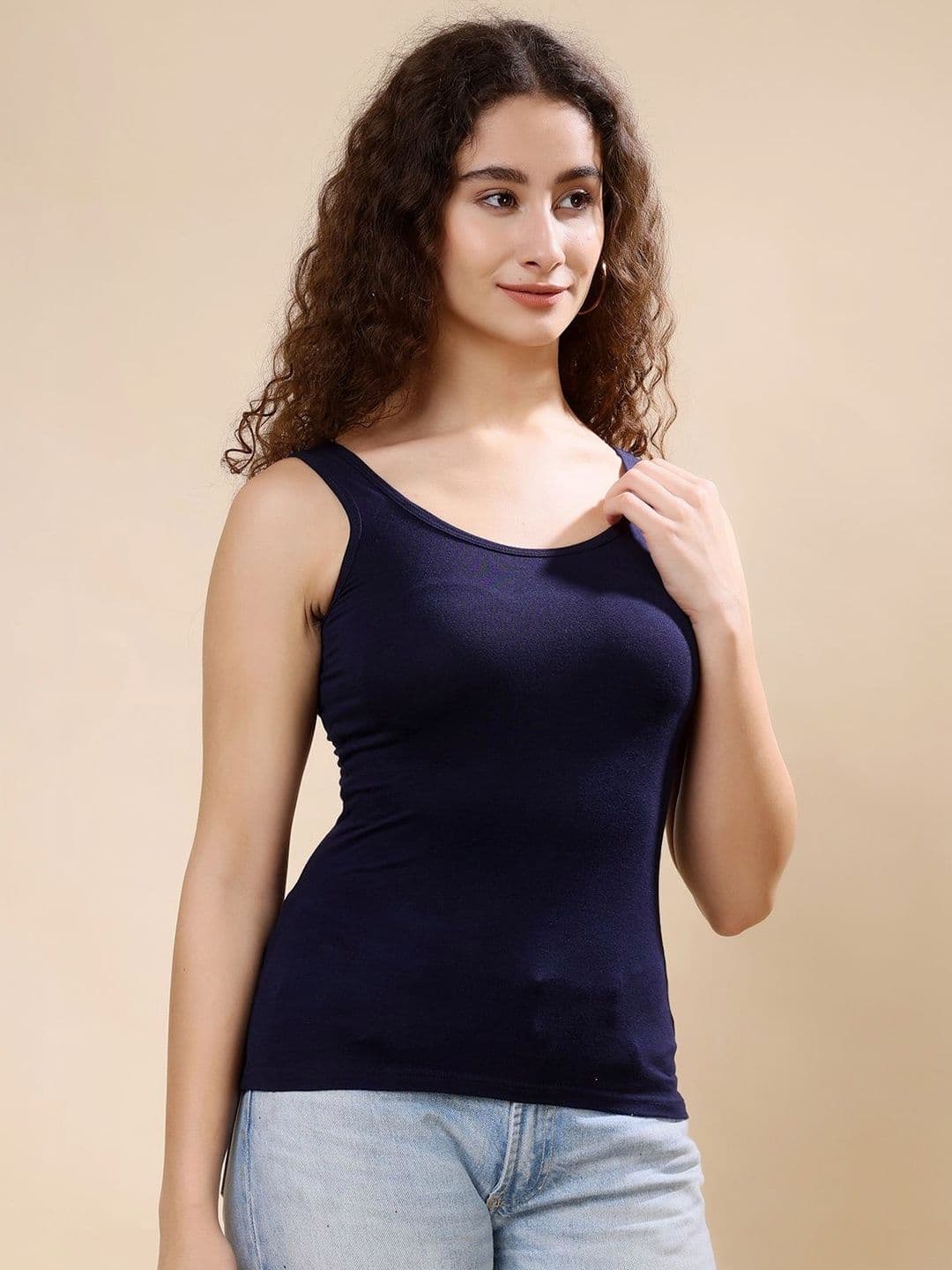HERE&NOW Women Cotton Scoop Neck Non-Padded Spaghetti Strap Camisole - view 1