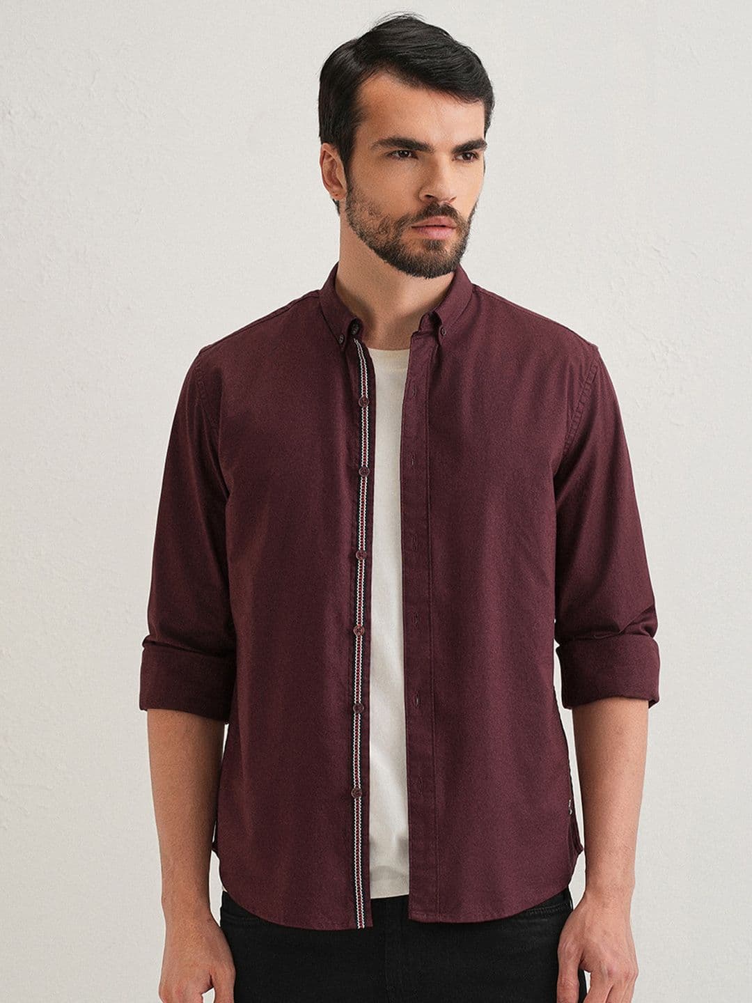 Banana Club Mahogany Contrast Cotton Long Sleeves Shirt - view 1