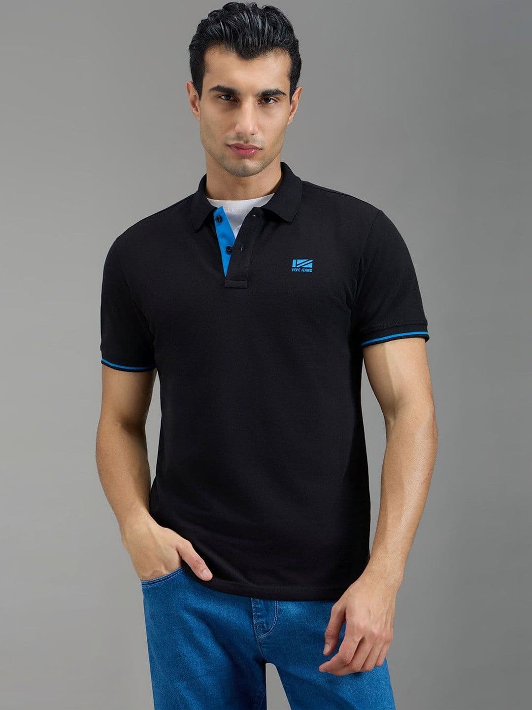 Pepe Jeans Men Brand Logo Polo Collar T-shirt - view 1
