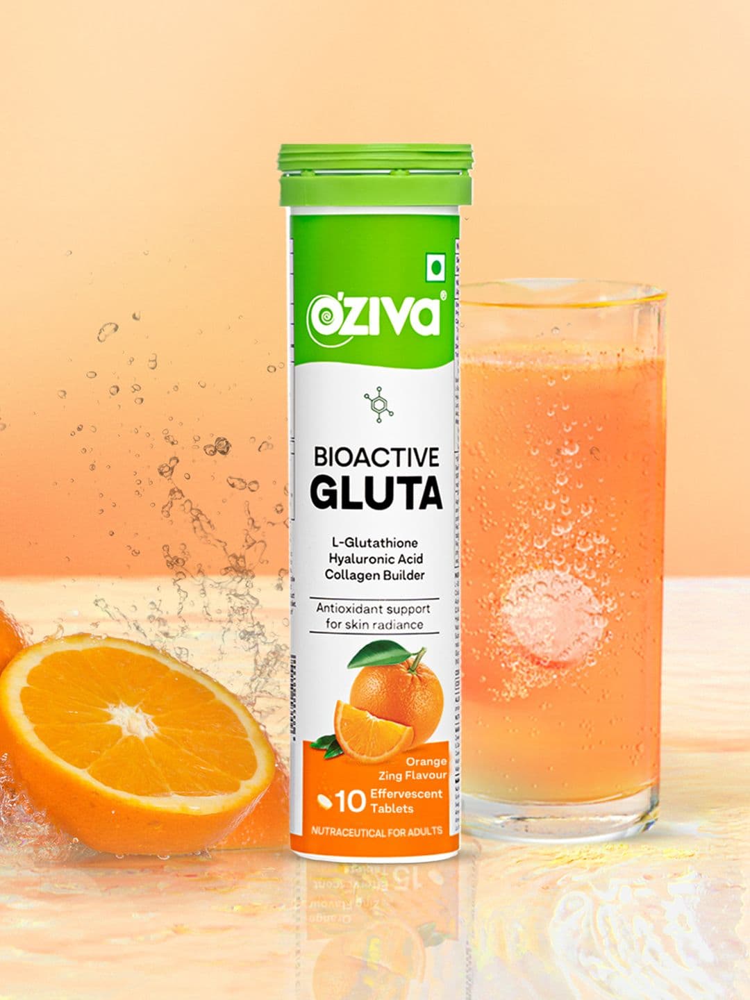 OZiva Gluta Fizzy Orange Zing Helps Prevent Hyperpigmentation With L-Glutathione - 10tabs - view 1