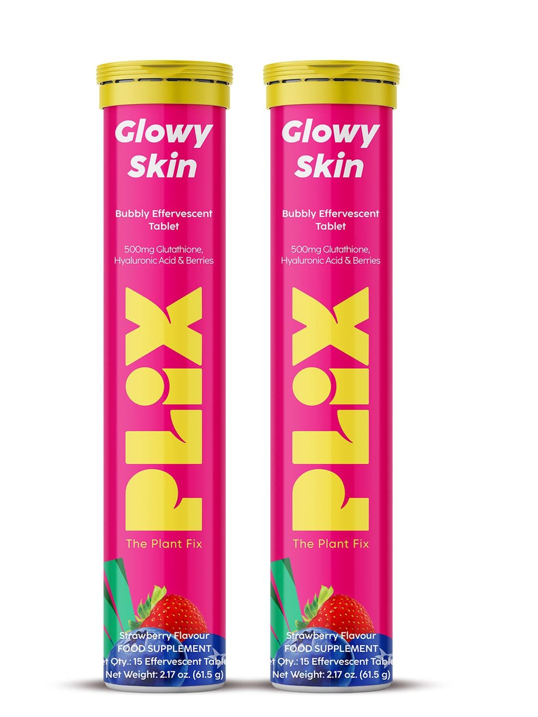 PLIX THE PLANT FIX 2pcs Glutathione Fizzies with Vit C for Bright Skin-Strawberry-30 tabs - view 1