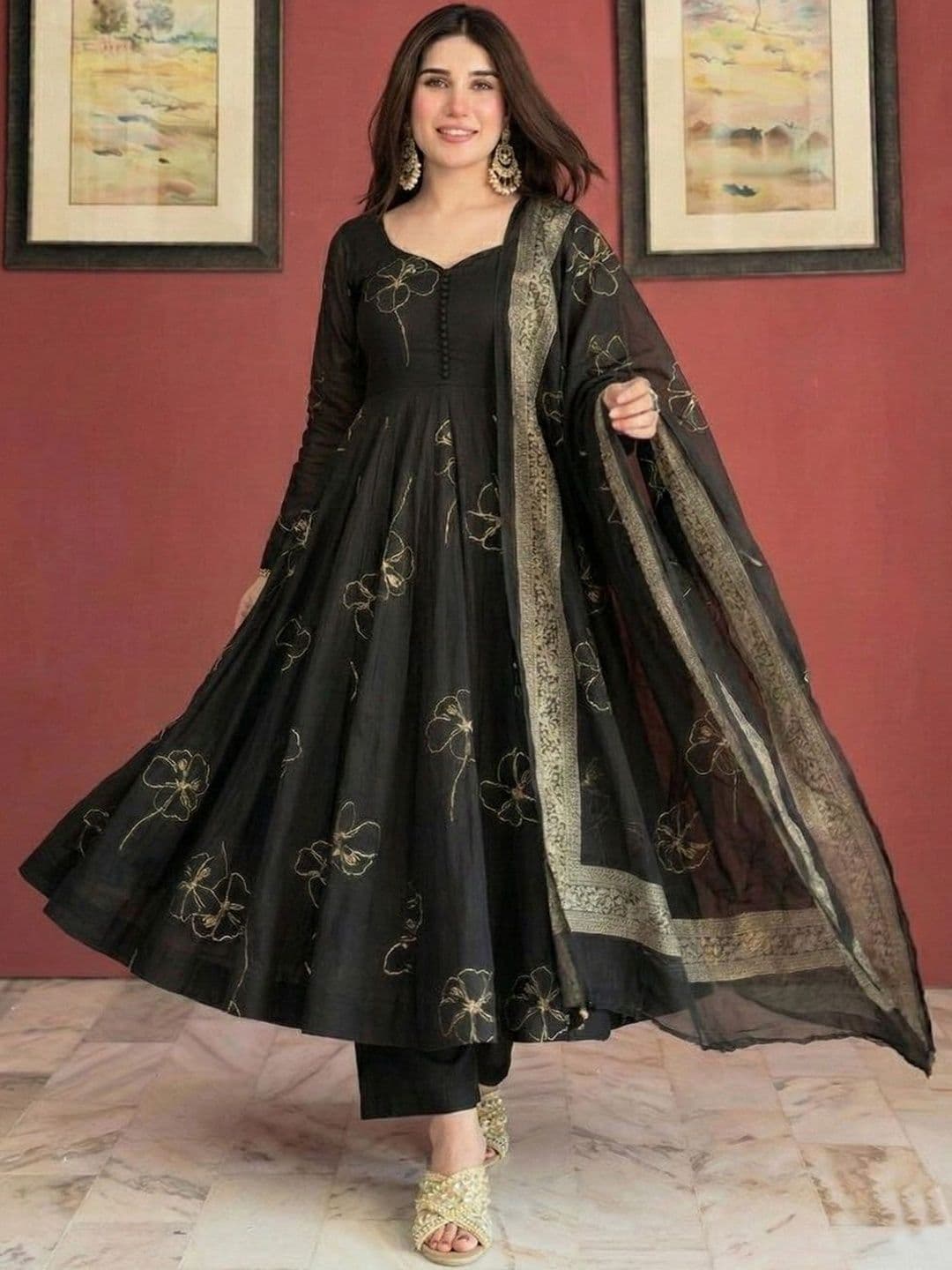Moda Rapido Women Floral Printed Empire Kurta with Trousers & With Dupatta - view 1