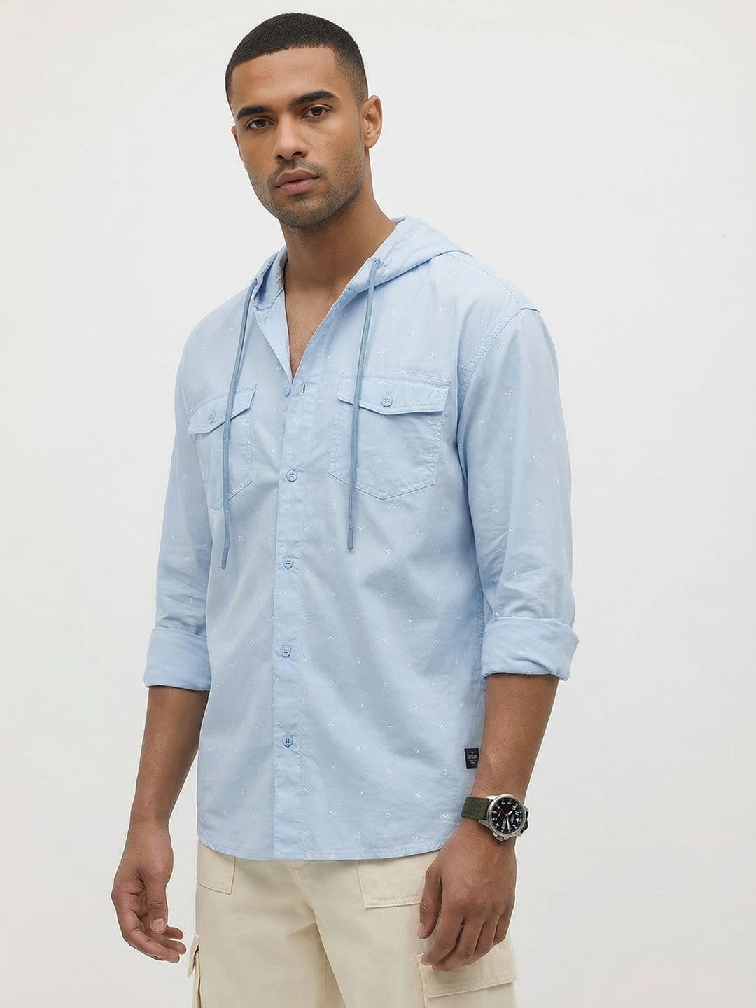 The Roadster Life Co. Hooded Printed Regular Fit Shirt - view 1