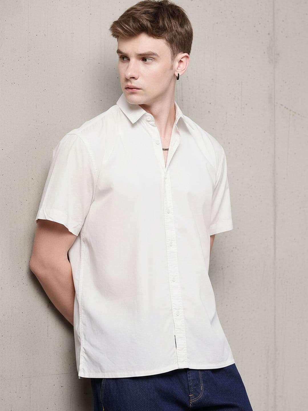 The Roadster Life Co. Cotton Embroidered Drop-Shoulder Sleeves Relaxed Casual Shirt - view 1