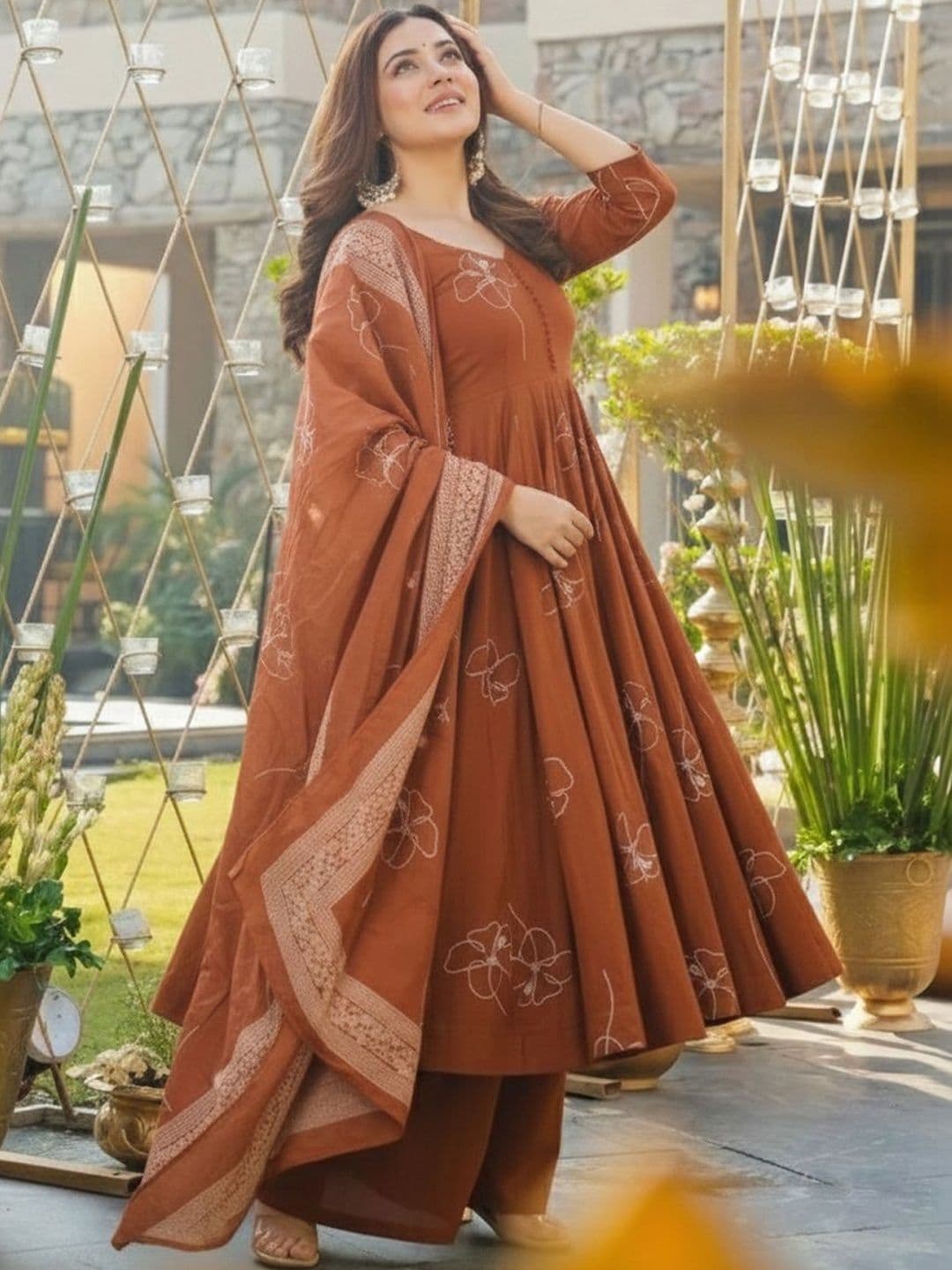 KALINI Women Floral Printed Empire Kurta with Palazzos & With Dupatta - view 1