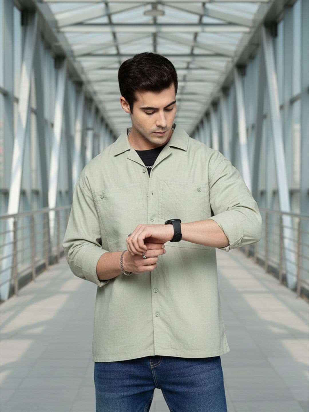 The Roadster Life Co. Pure Cotton Drop-Shoulder Sleeves Relaxed Fit Casual Shirt - view 1