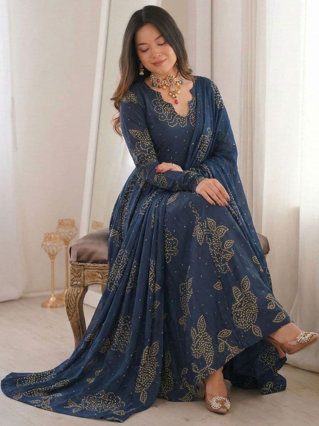 SZN Women Ethnic Motifs Printed Tiered Kurta with Pyjamas & With Dupatta - view 1