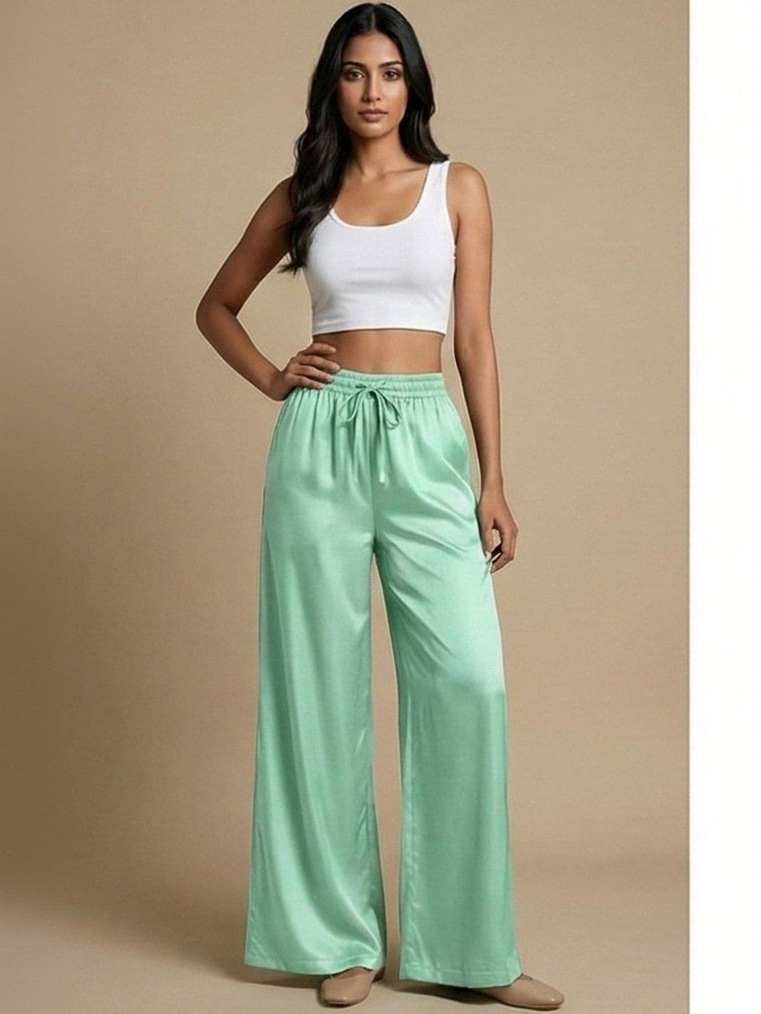 AVEE FASHION Women Flared Knitted Palazzos - view 1