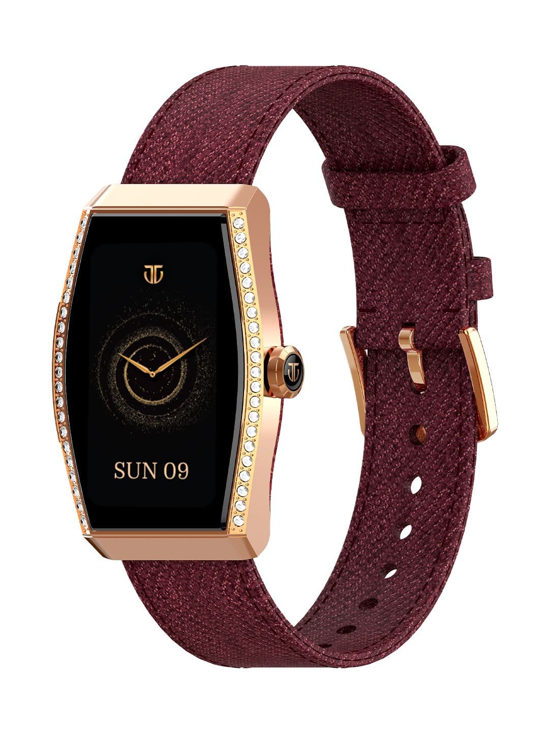 Titan Women Valerie Aura 1.47 AMOLED Display Crystal Studded Bezzel Smartwatch - Wine Red