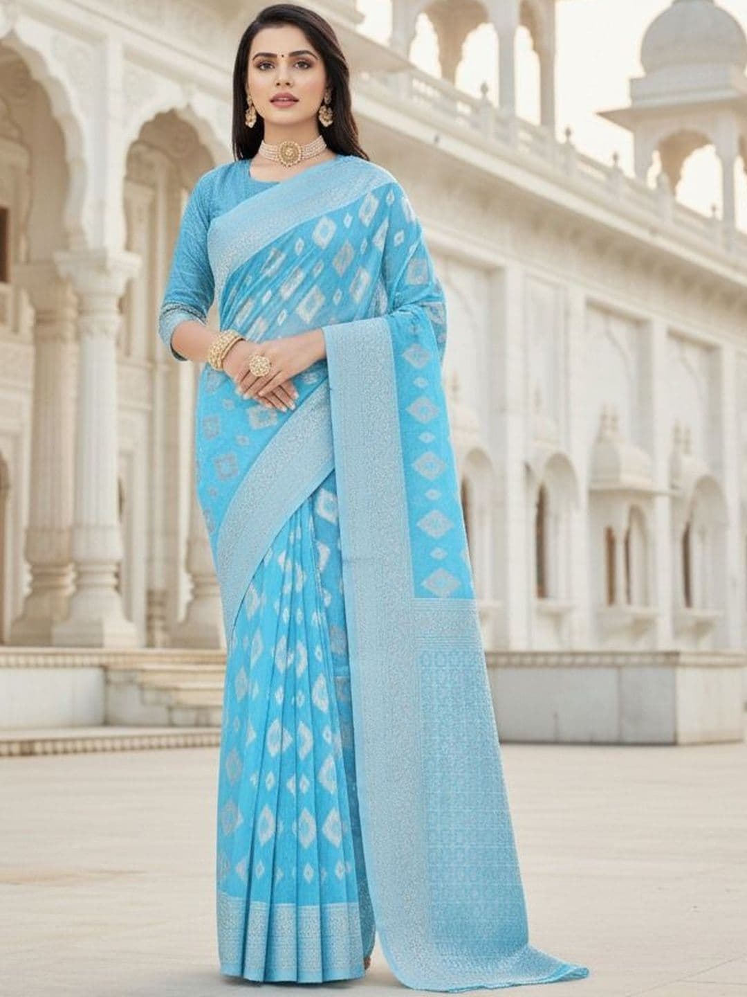 Varutex Woven Design Pure Cotton Saree - view 1