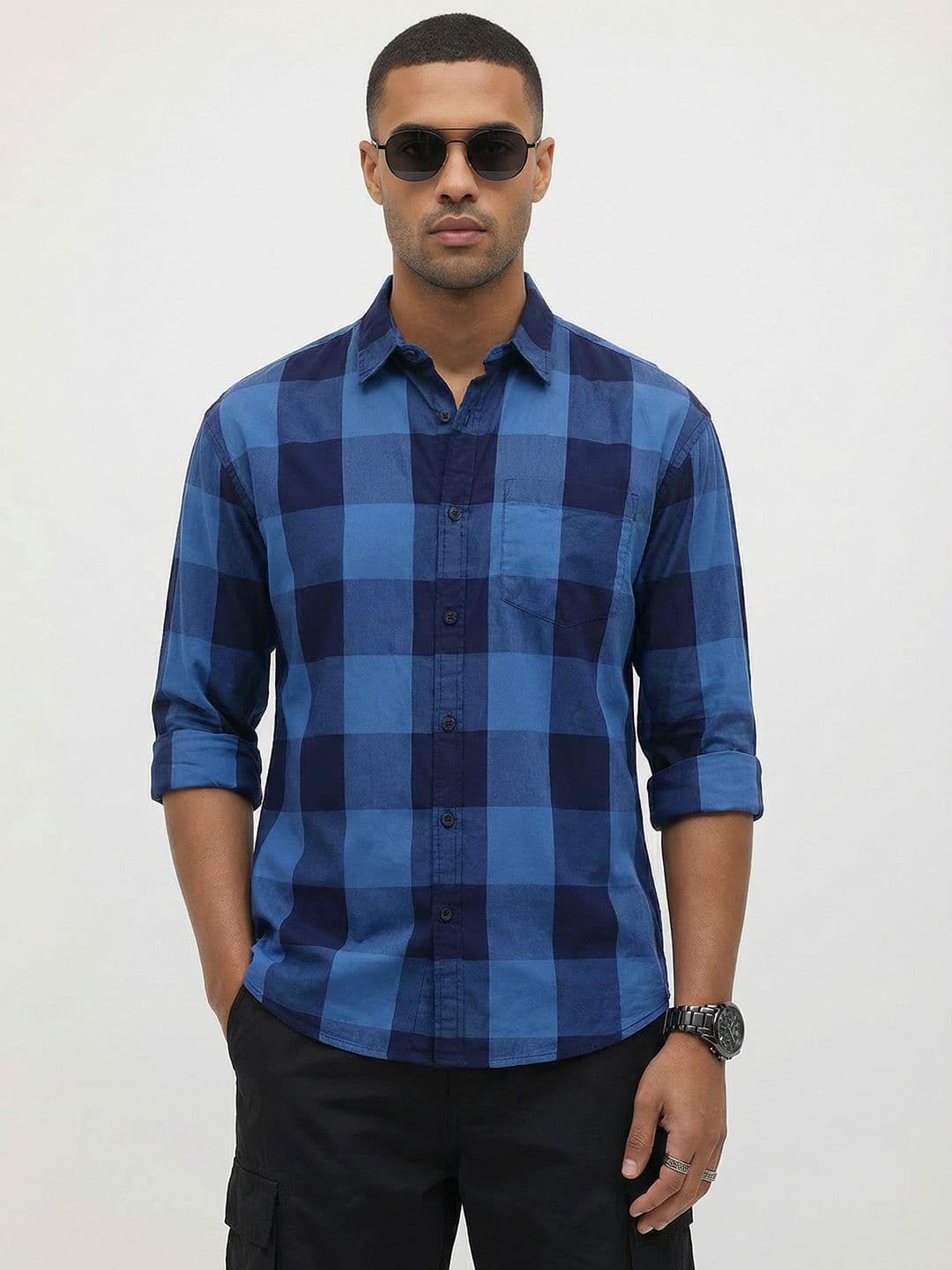 The Roadster Life Co. Checked Pure Cotton Relaxed Fit Shirt - view 1