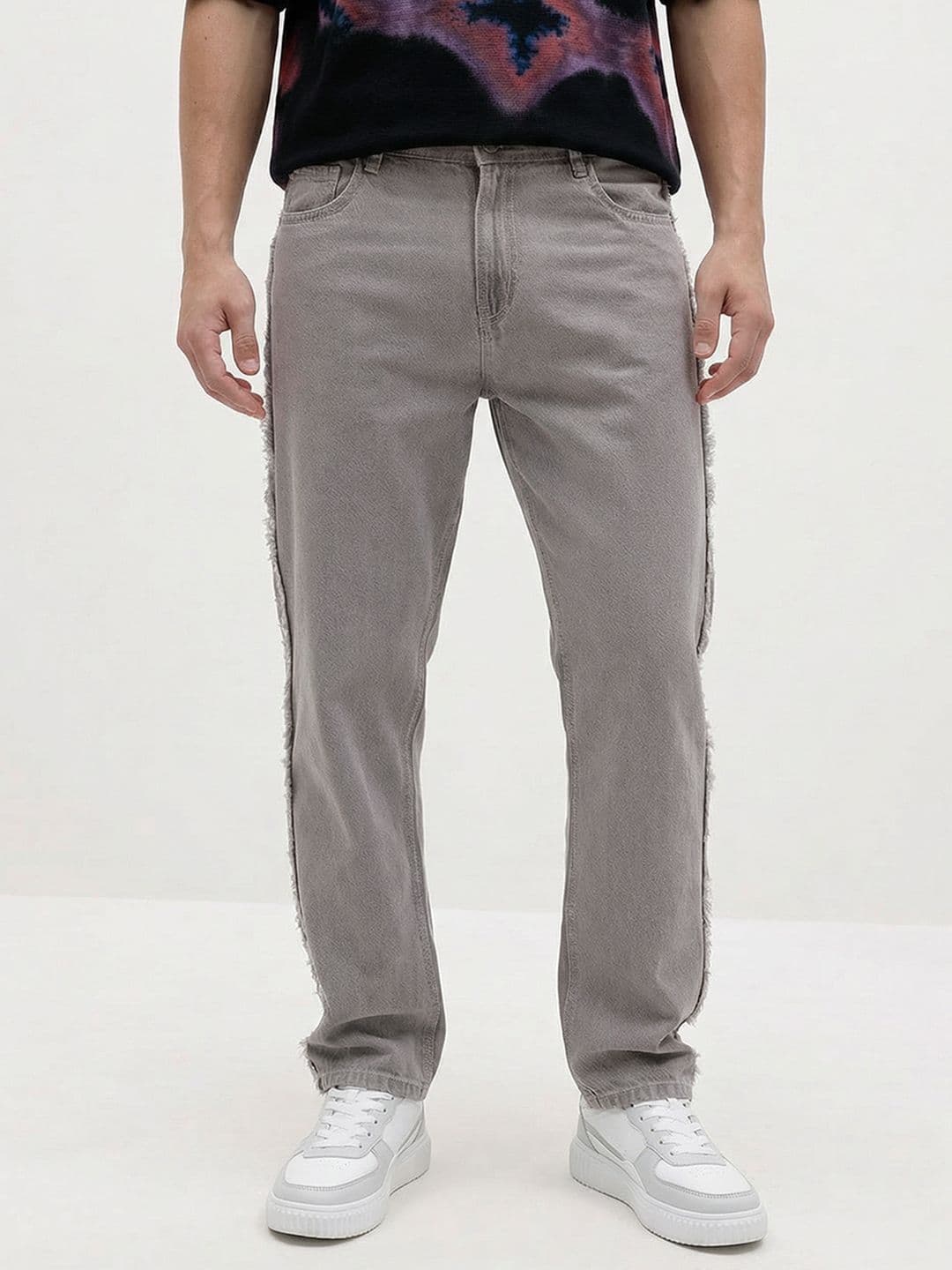The Roadster Life Co. Men Mid-Rise Pure Cotton Straight Fit Jeans with Frayed Sides - view 1