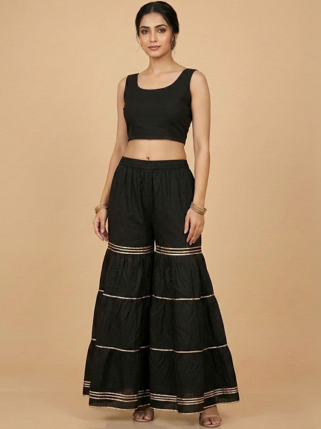 AVEE FASHION Women Embellished Flared Knitted Ethnic Palazzos - view 1