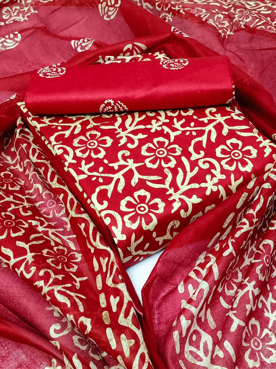 Keshar Printed Pure Cotton Unstitched Dress Material - view 1