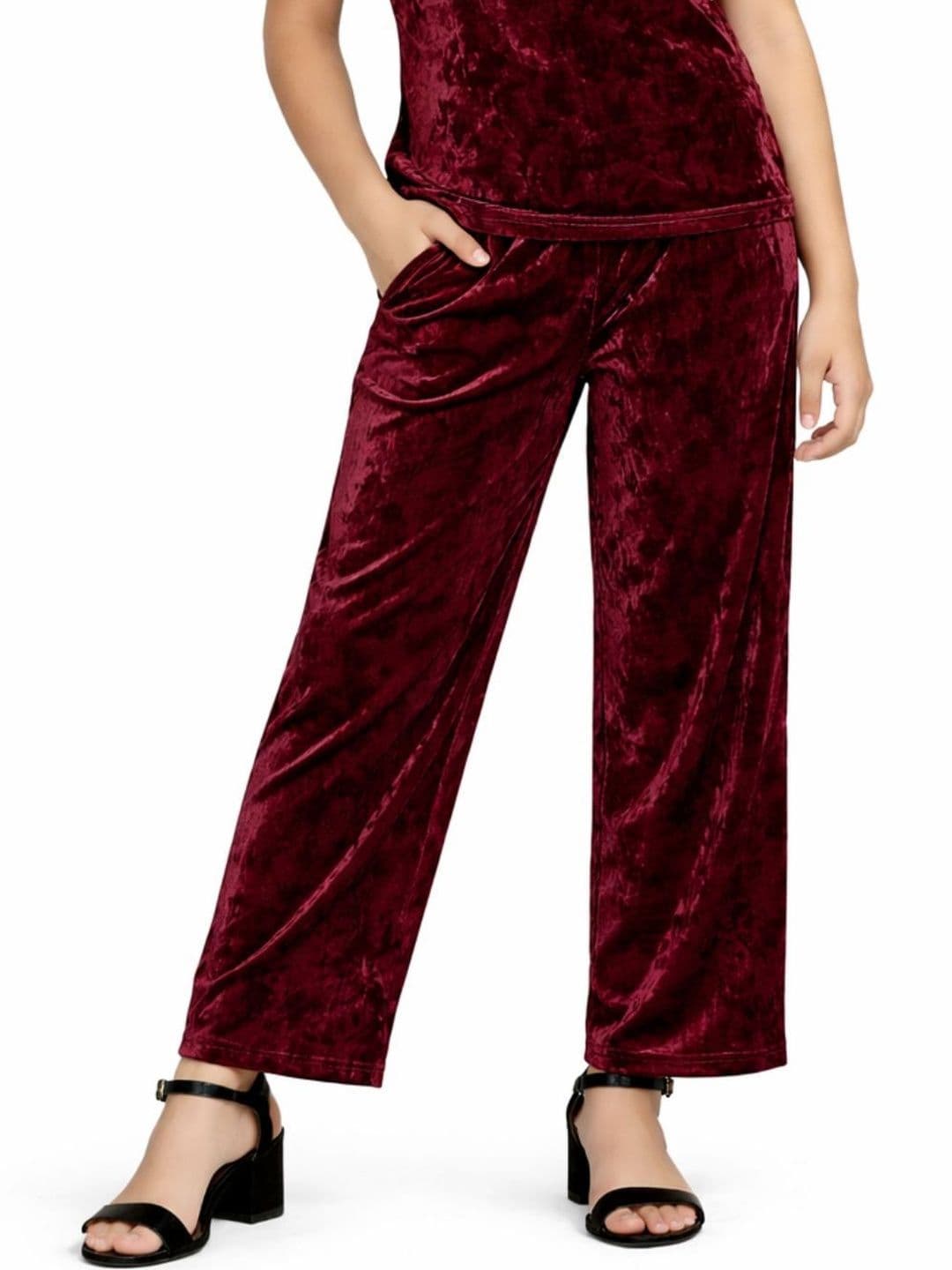 CHILINS Girls Knitted Velvet Palazzos - view 1