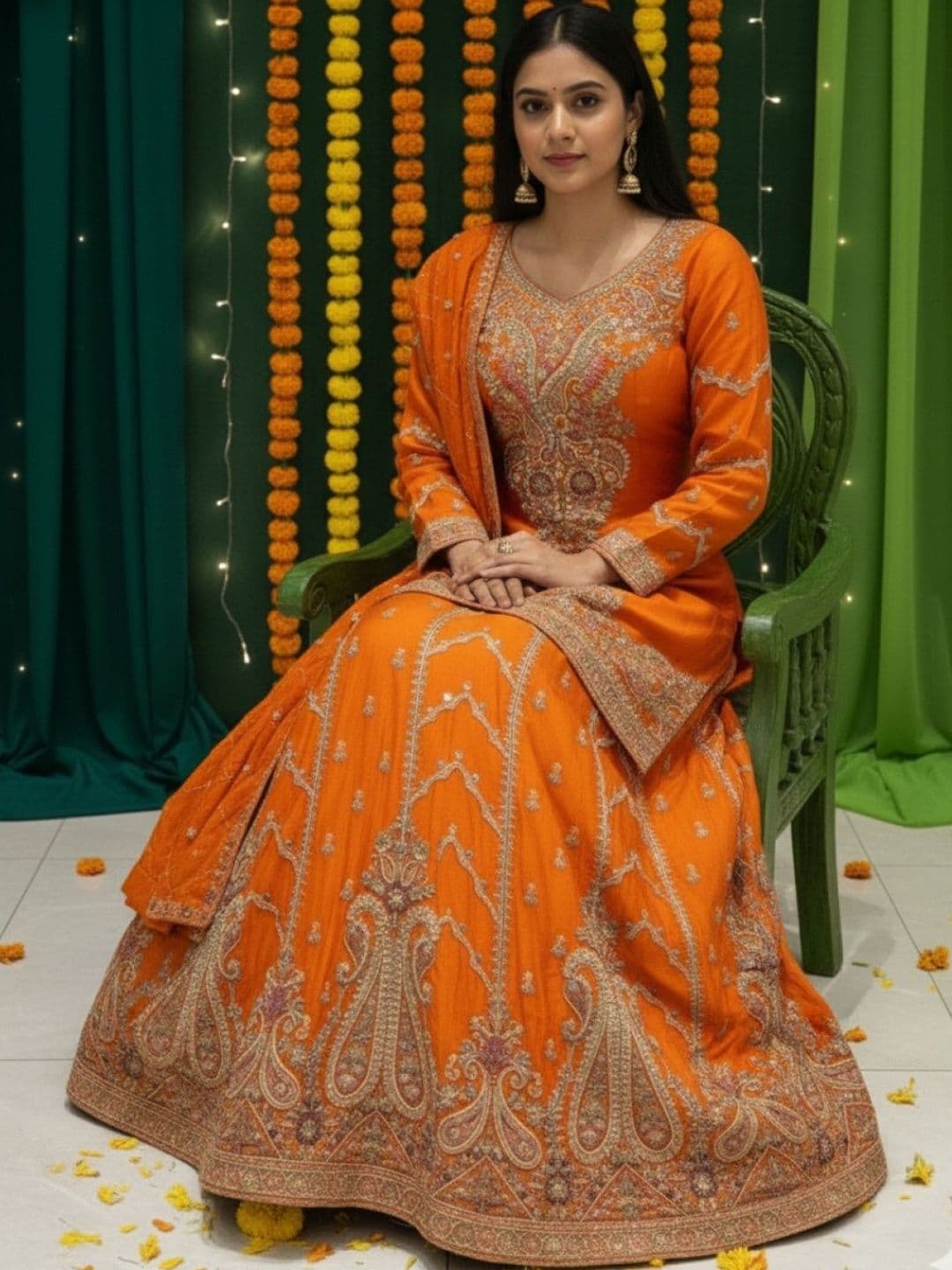 Chhabra 555 Embroidered Round Neck Flared Lehenga Choli - view 1