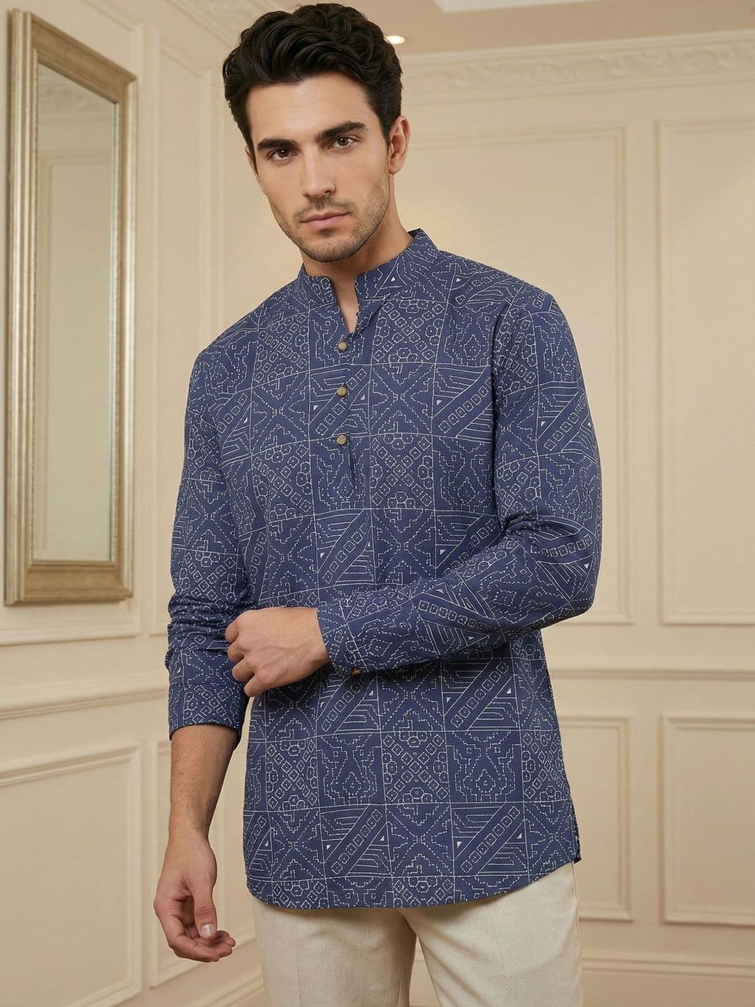 Jompers Men Geometric Printed Kurta - view 1
