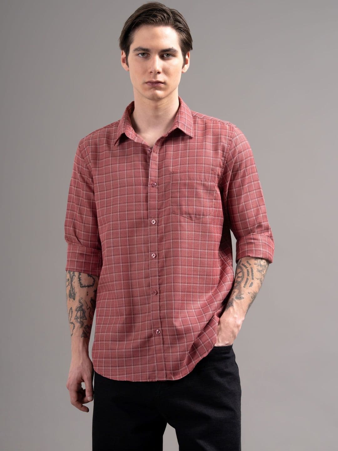 Independence Men Smart Slim Fit Gingham Checks Checked Casual Shirt - view 1