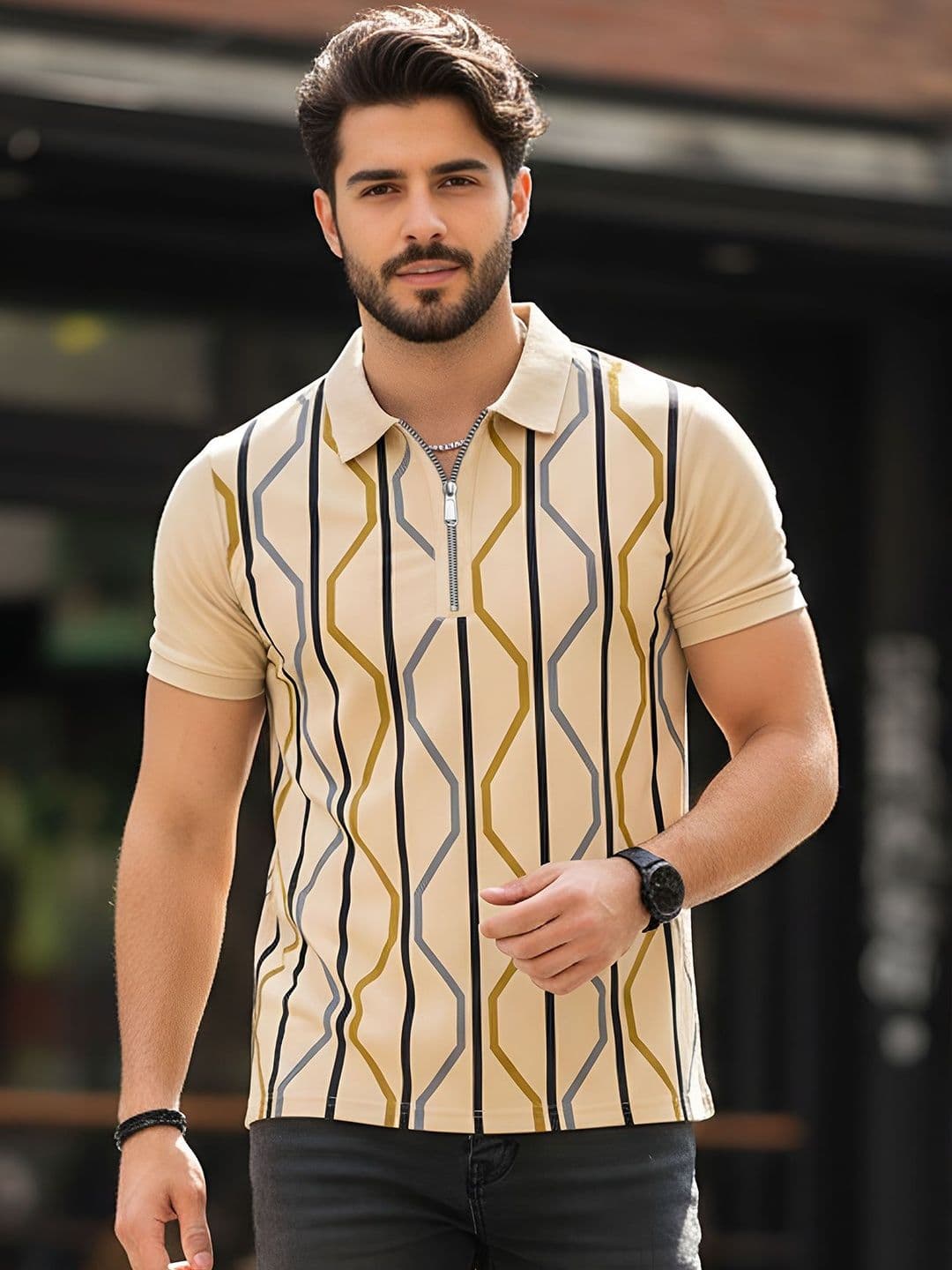 THE BEETEL HOUSE Men Printed Polo Collar T-shirt - view 1