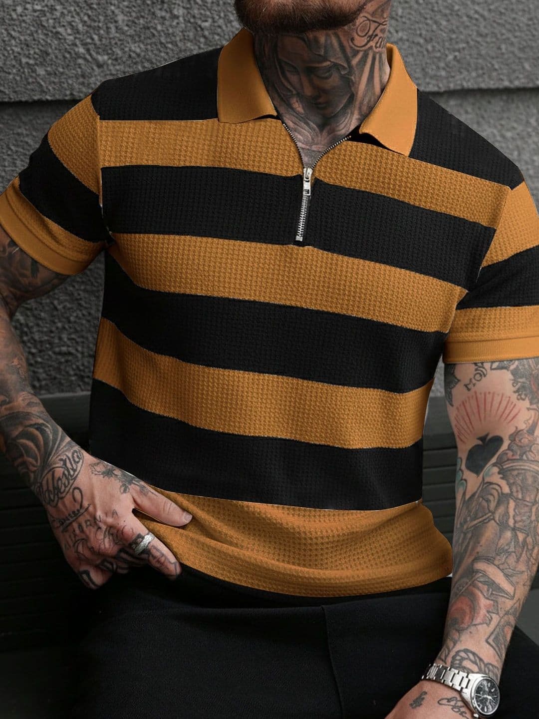 THE BEETEL HOUSE Men Striped Polo Collar T-shirt - view 1