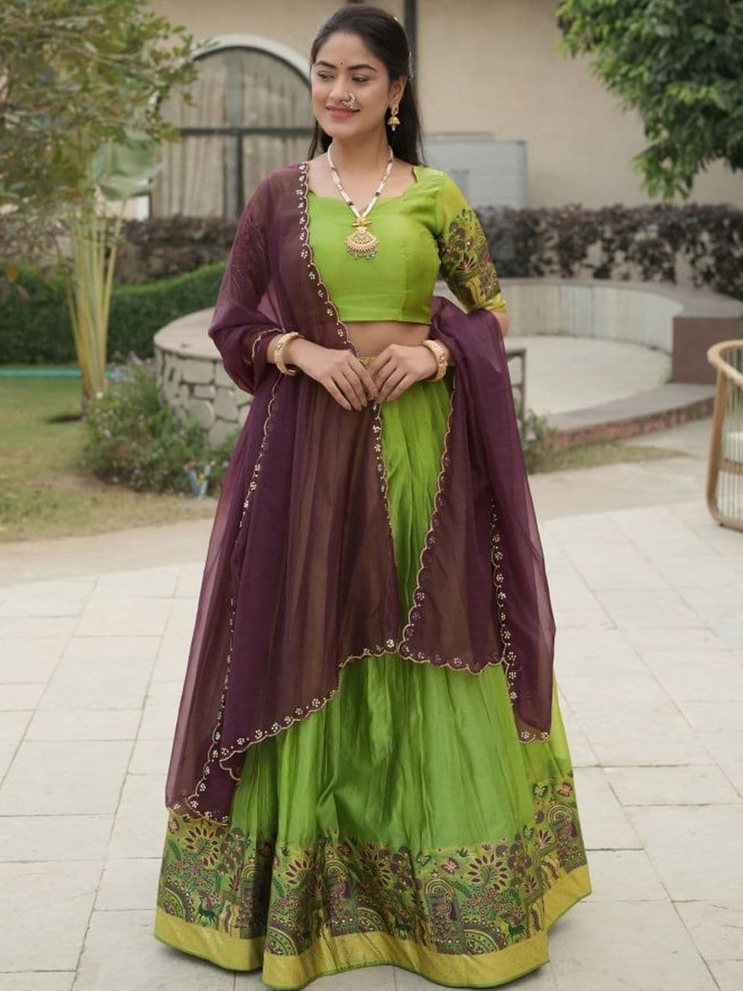 GROOTINN Thread Work Ready to Wear Lehenga & Blouse With Dupatta - view 1