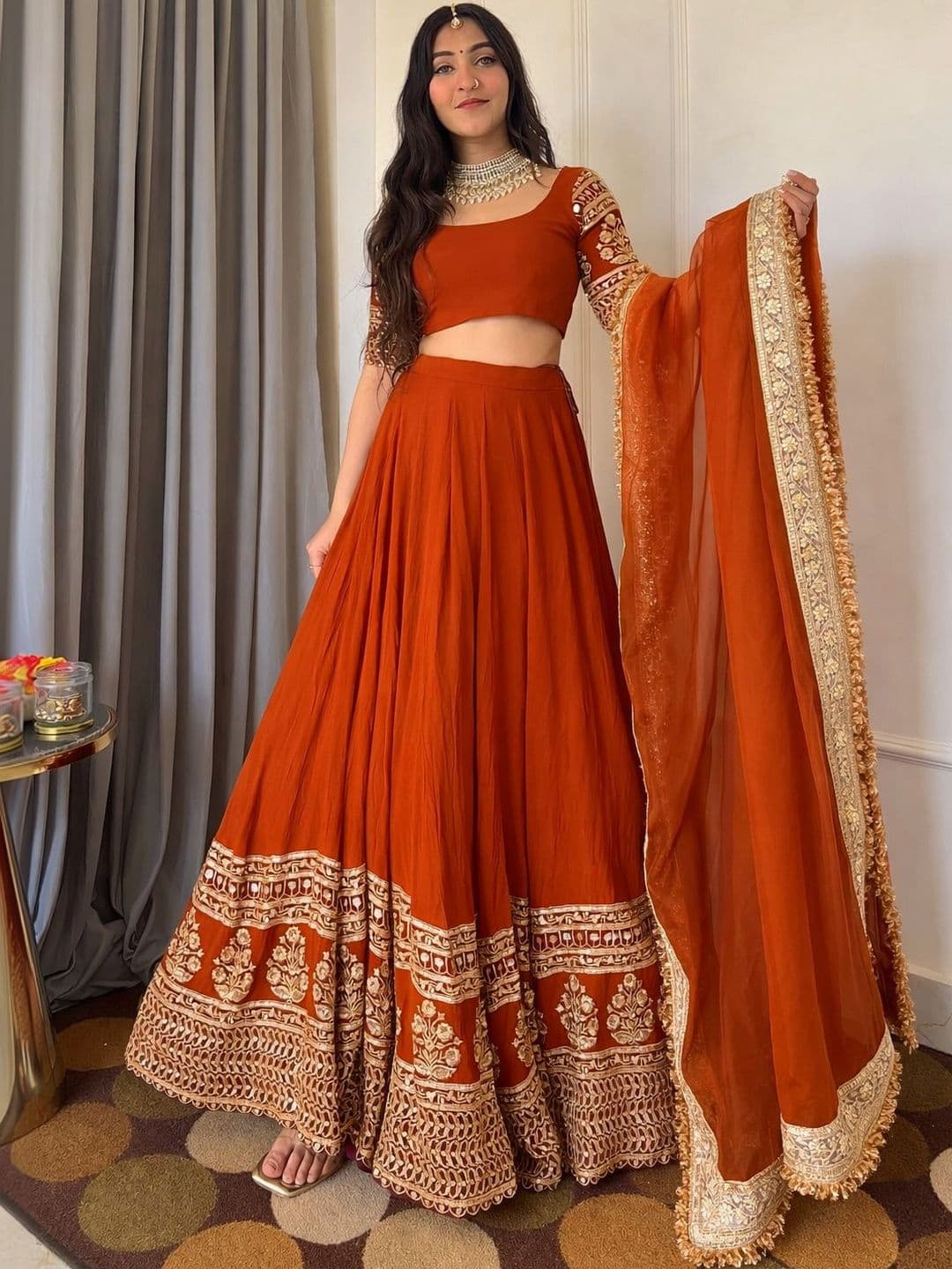 SUPPAR SLEAVE Embroidered Semi-Stitched Lehenga & Blouse With Dupatta - view 1