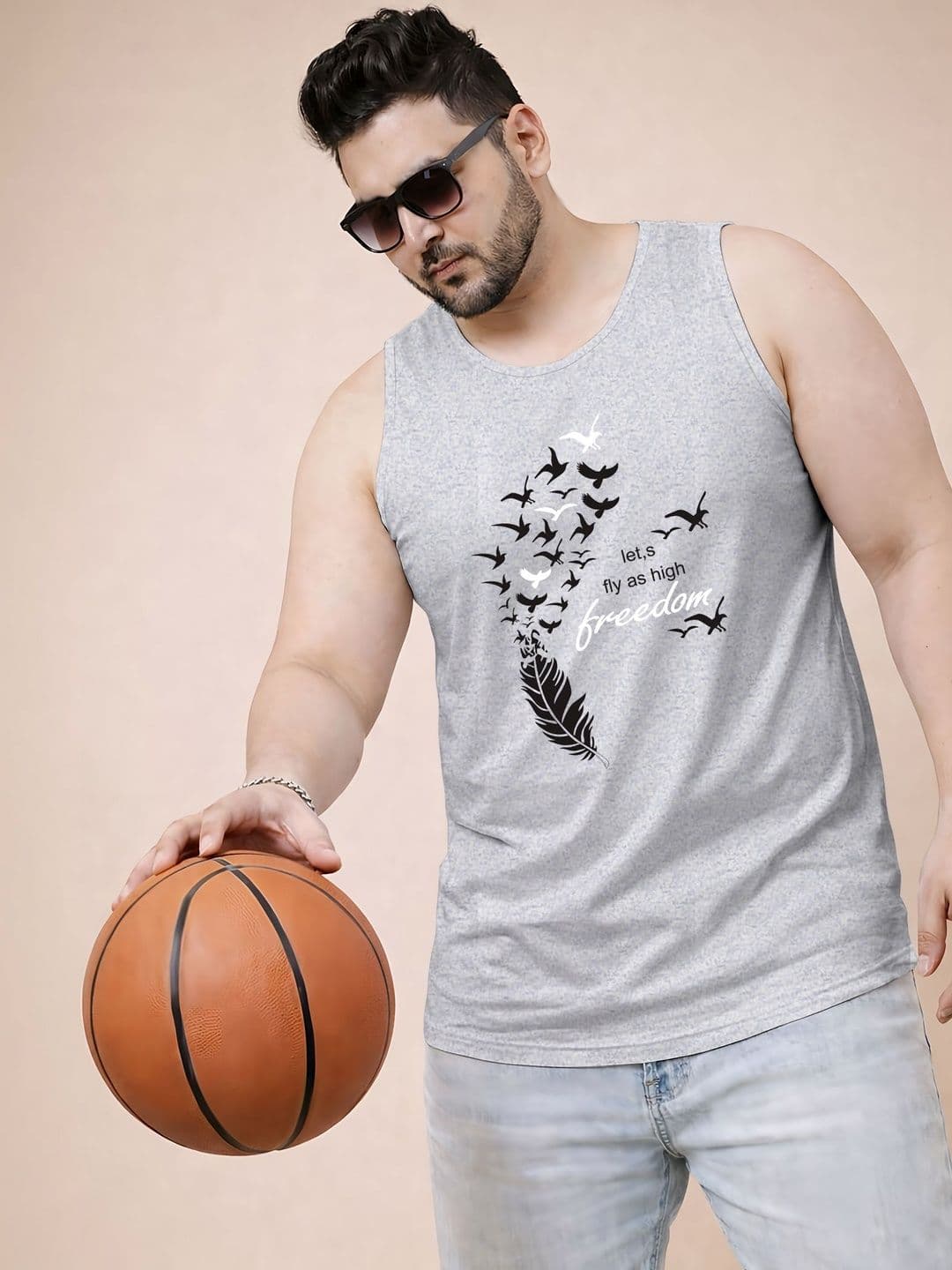 Triptee Printed Cotton Gym Vest - view 1