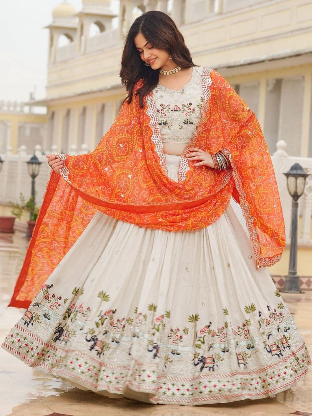 BAESD Embroidered Sequinned Semi-Stitched Lehenga & Blouse With Dupatta - view 1