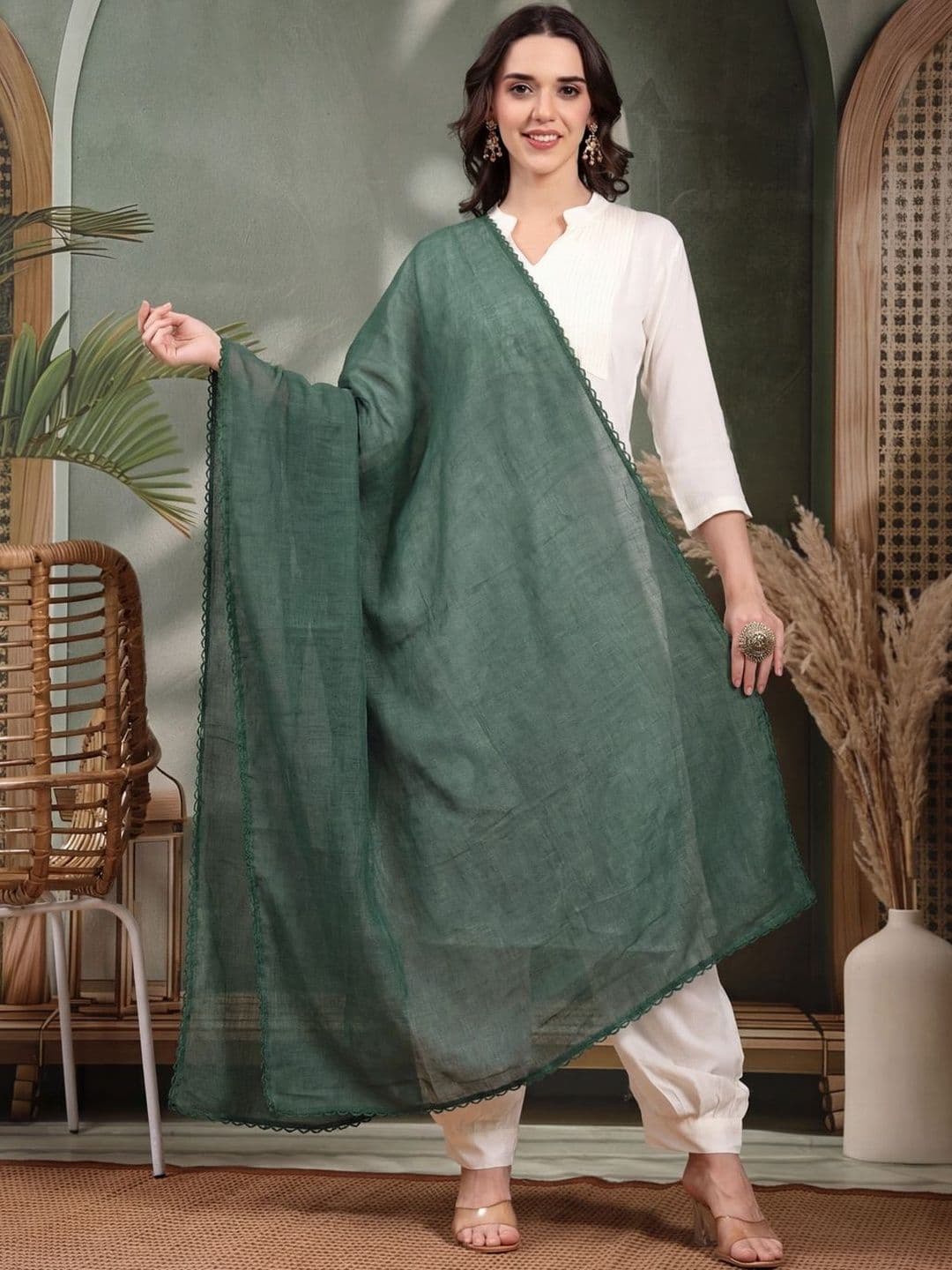 Clora Creation Women Solid Cotton Dupatta - view 1