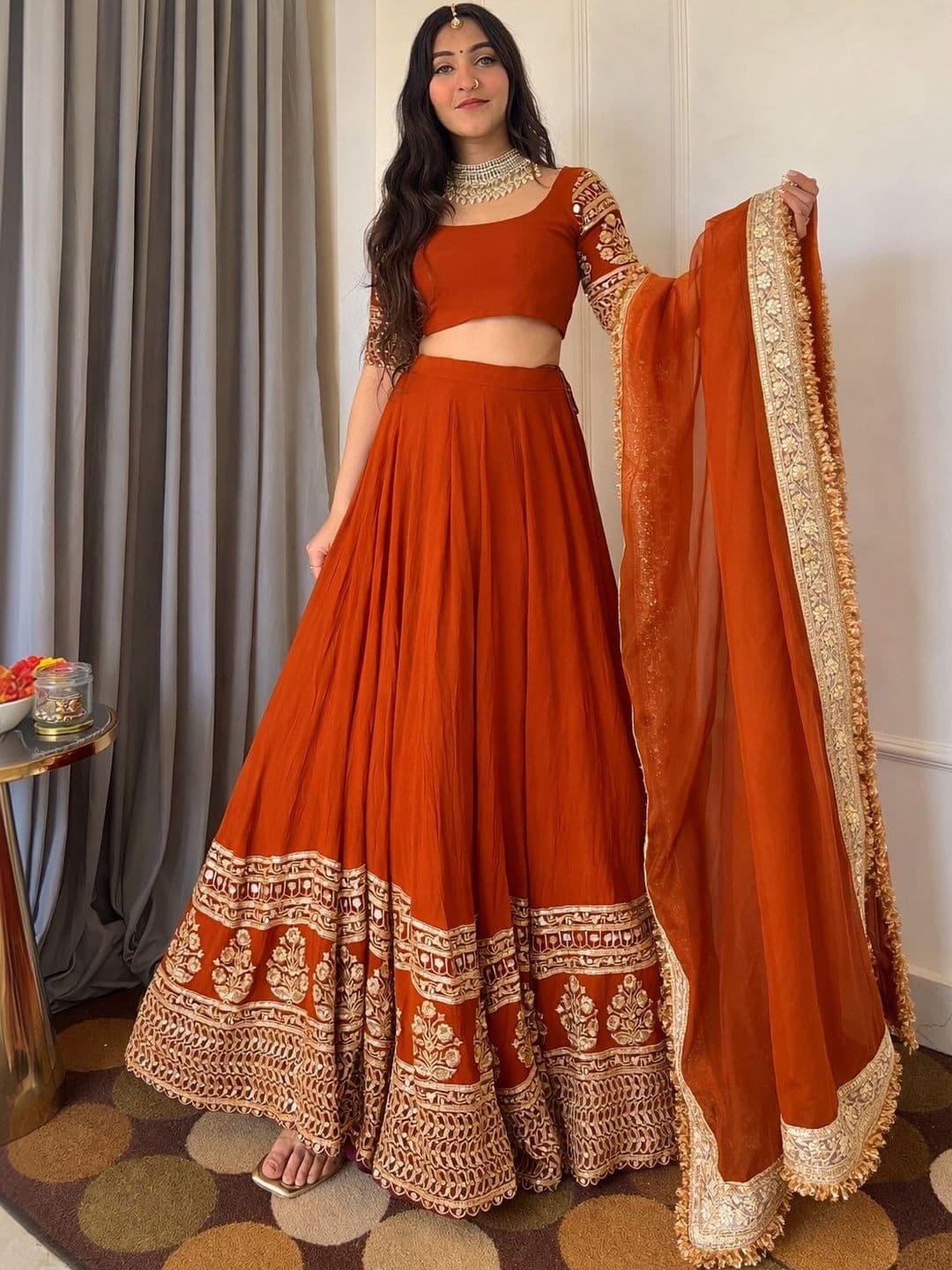 KRYSAL Embellished Semi-Stitched Lehenga & Blouse With Dupatta - view 1