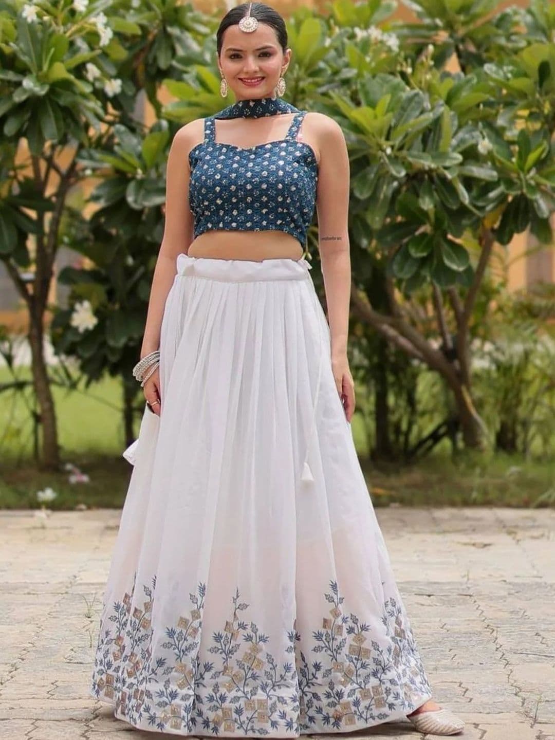 Moda Rapido Embroidered Semi-Stitched Lehenga & Unstitched Blouse With Dupatta - view 1