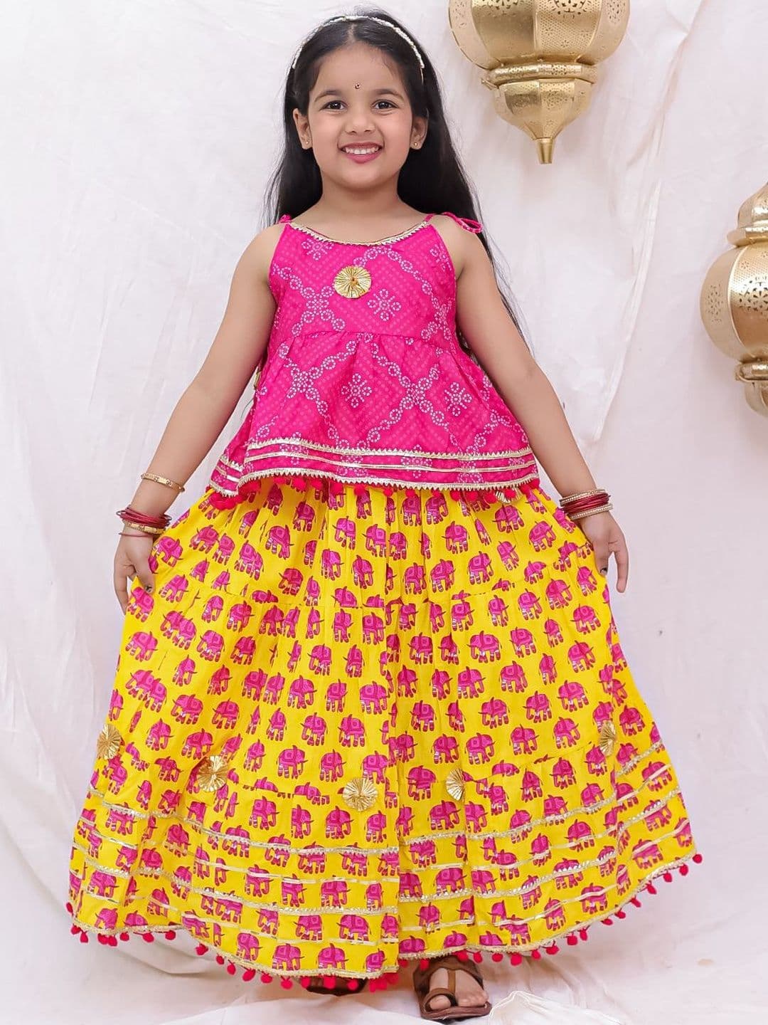 BownBee Girls Embellished Ready to Wear Lehenga & - view 1