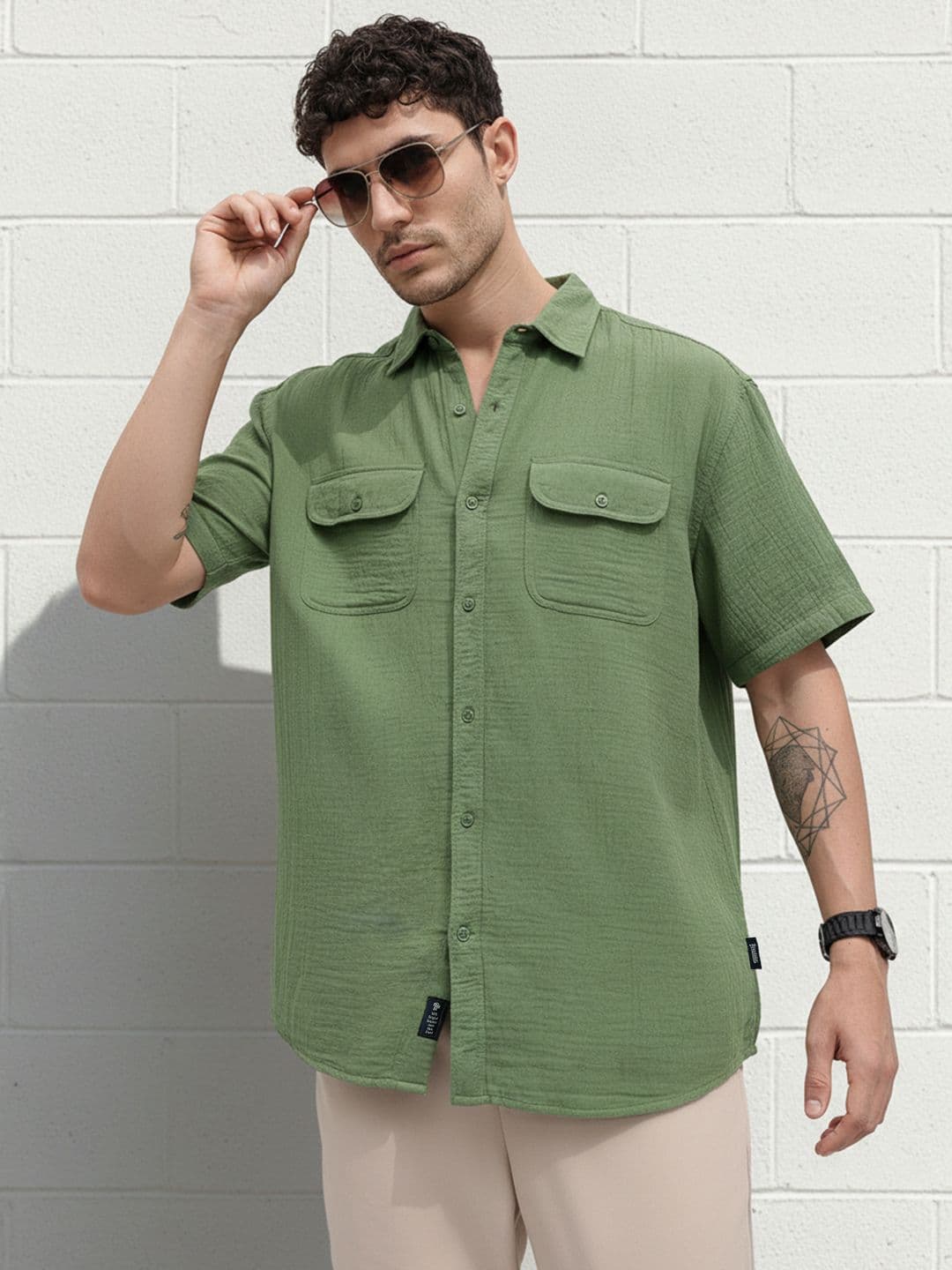 The Roadster Life Co. Pure Cotton Crinkled Relaxed Shirt - view 1