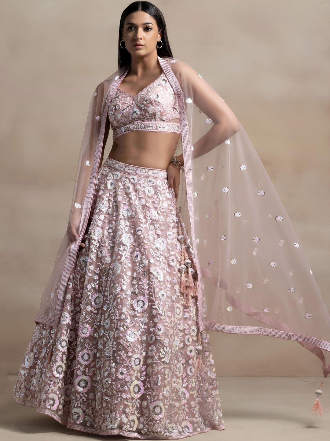 Zeel Clothing Embellished Sequinned Semi-Stitched Lehenga & Blouse With Dupatta - view 1