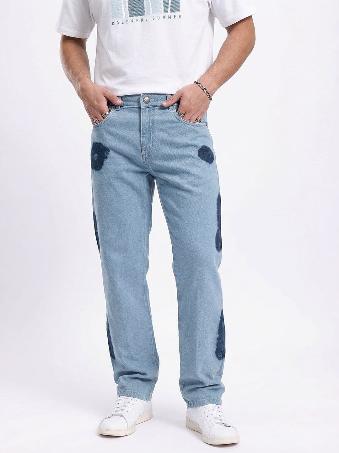 Kook N Keech Men Mid-Rise Dyed Effect Pure Cotton Straight Fit Jeans - view 1