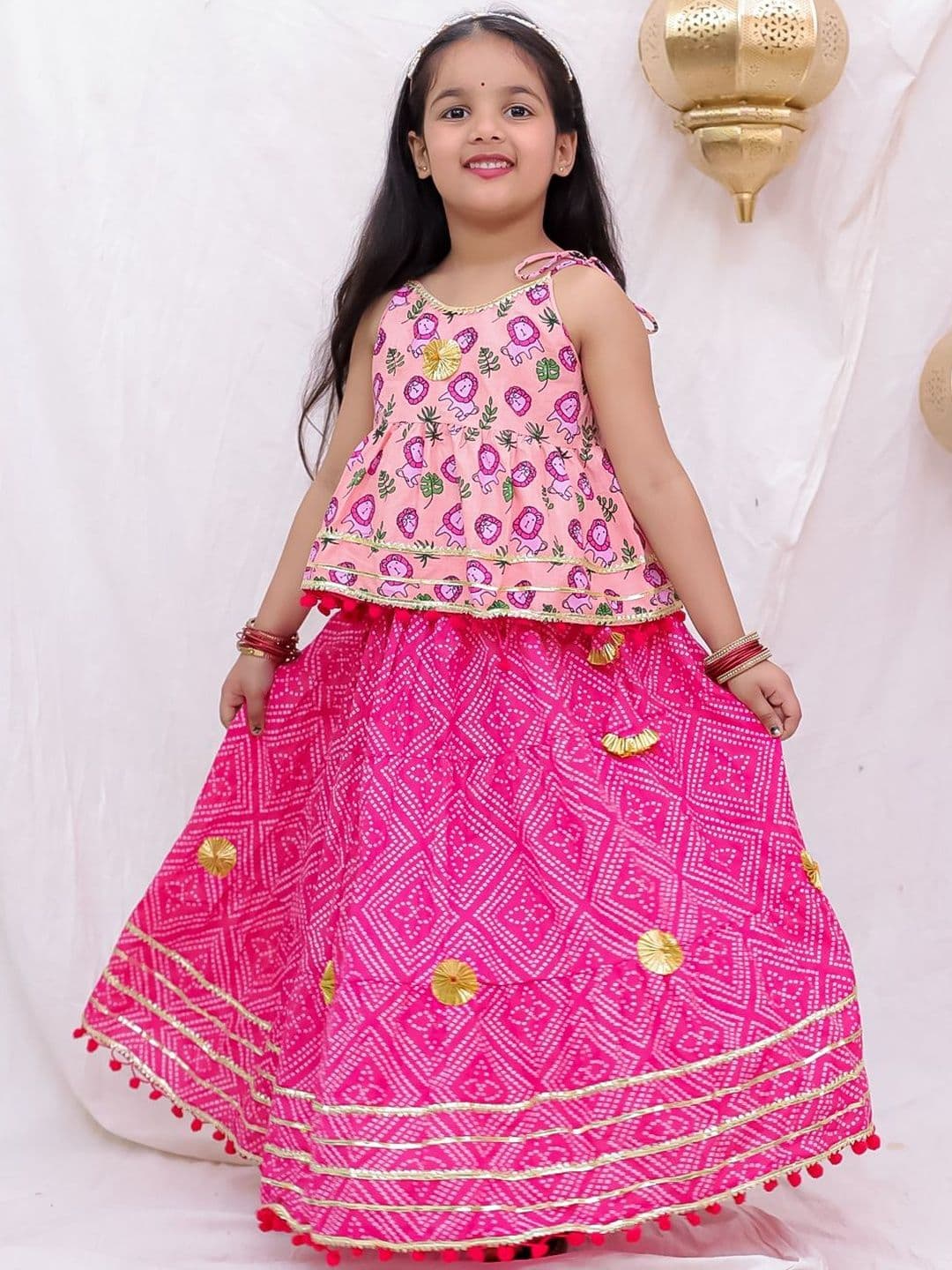 BownBee Girls Printed Ready to Wear Lehenga & - view 1