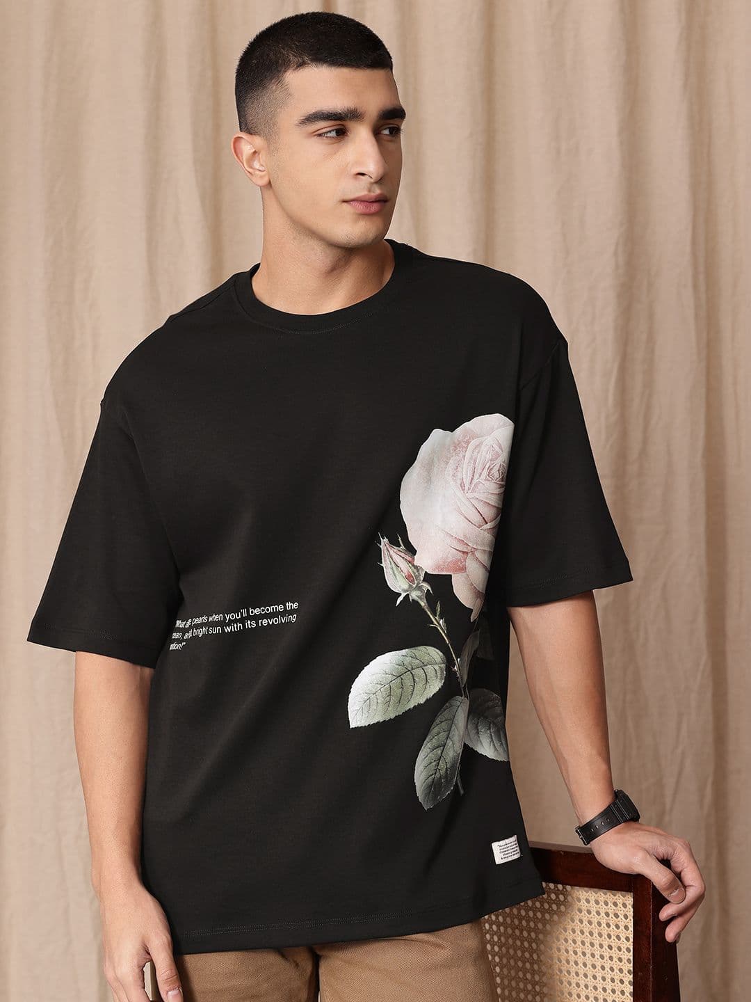Mr Bowerbird Graphic Printed Drop-Shoulder Sleeves Pure Cotton Liberal Fit T-shirt - view 1