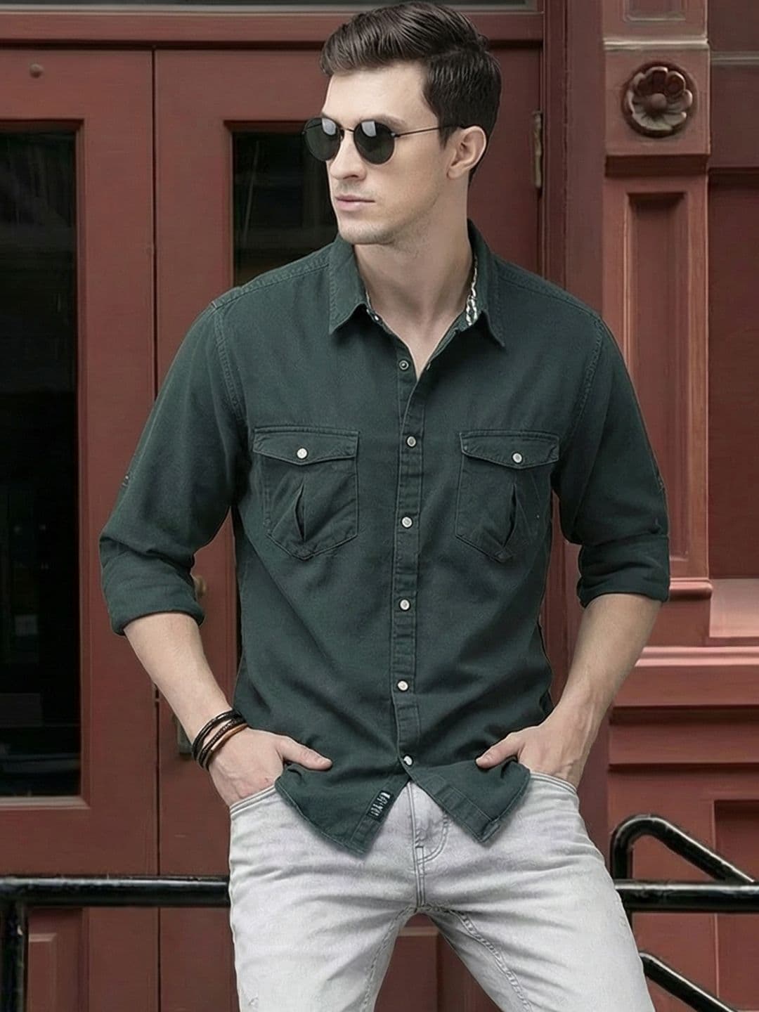 Roadster Men Charcoal Grey Regular Fit Solid Casual Shirt - view 1