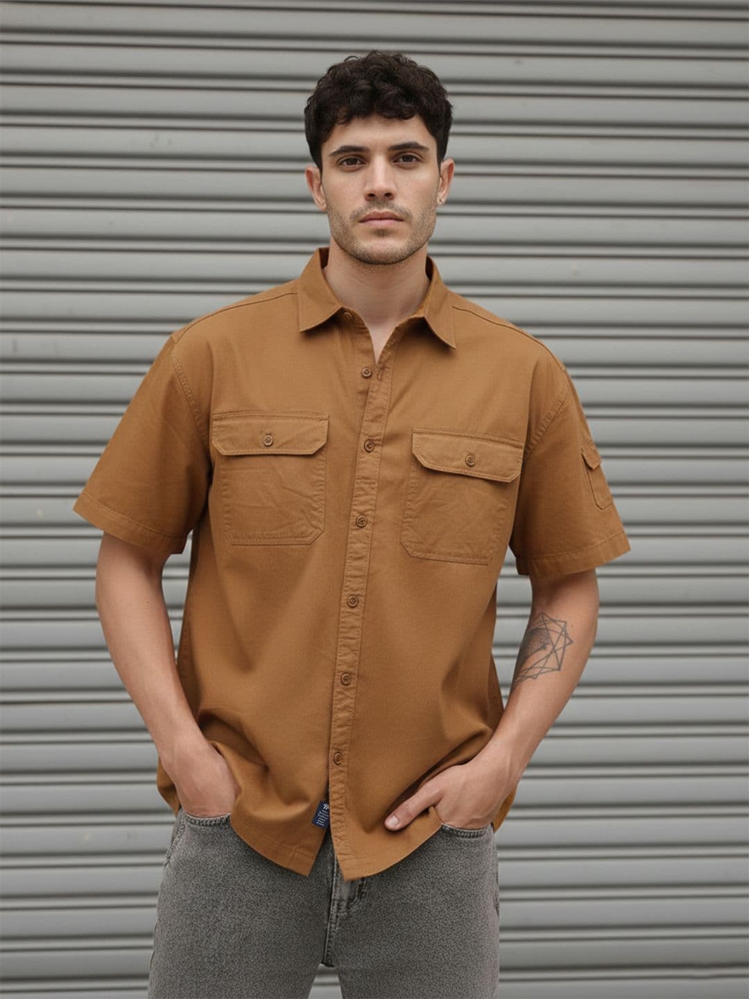 The Roadster Life Co. Pure Cotton Drop-Shoulder Sleeves Relaxed Fit Shirt - view 1