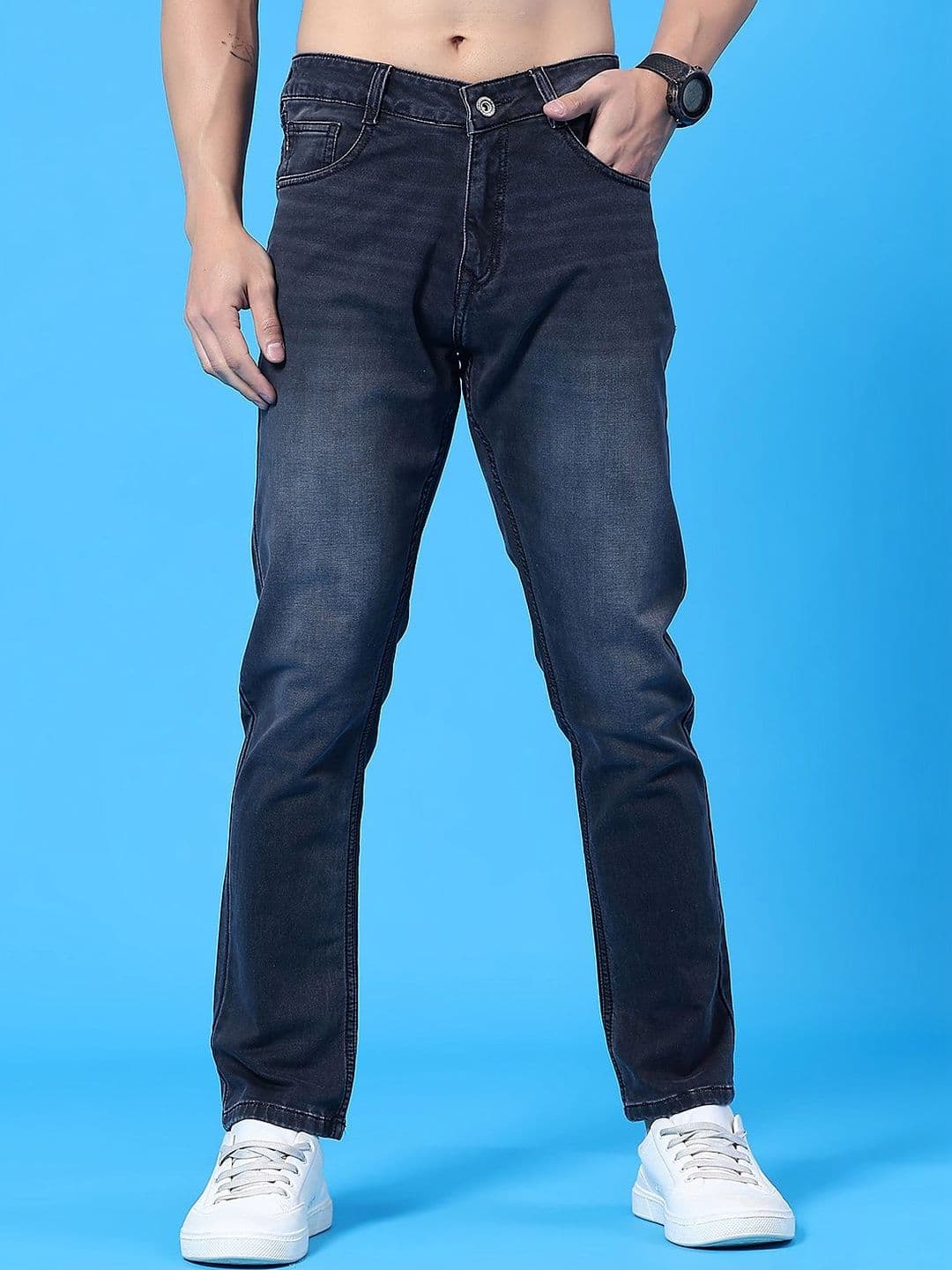 V-Mart Men Regular Fit Mid-Rise Light Fade Stretchable Jeans - view 1