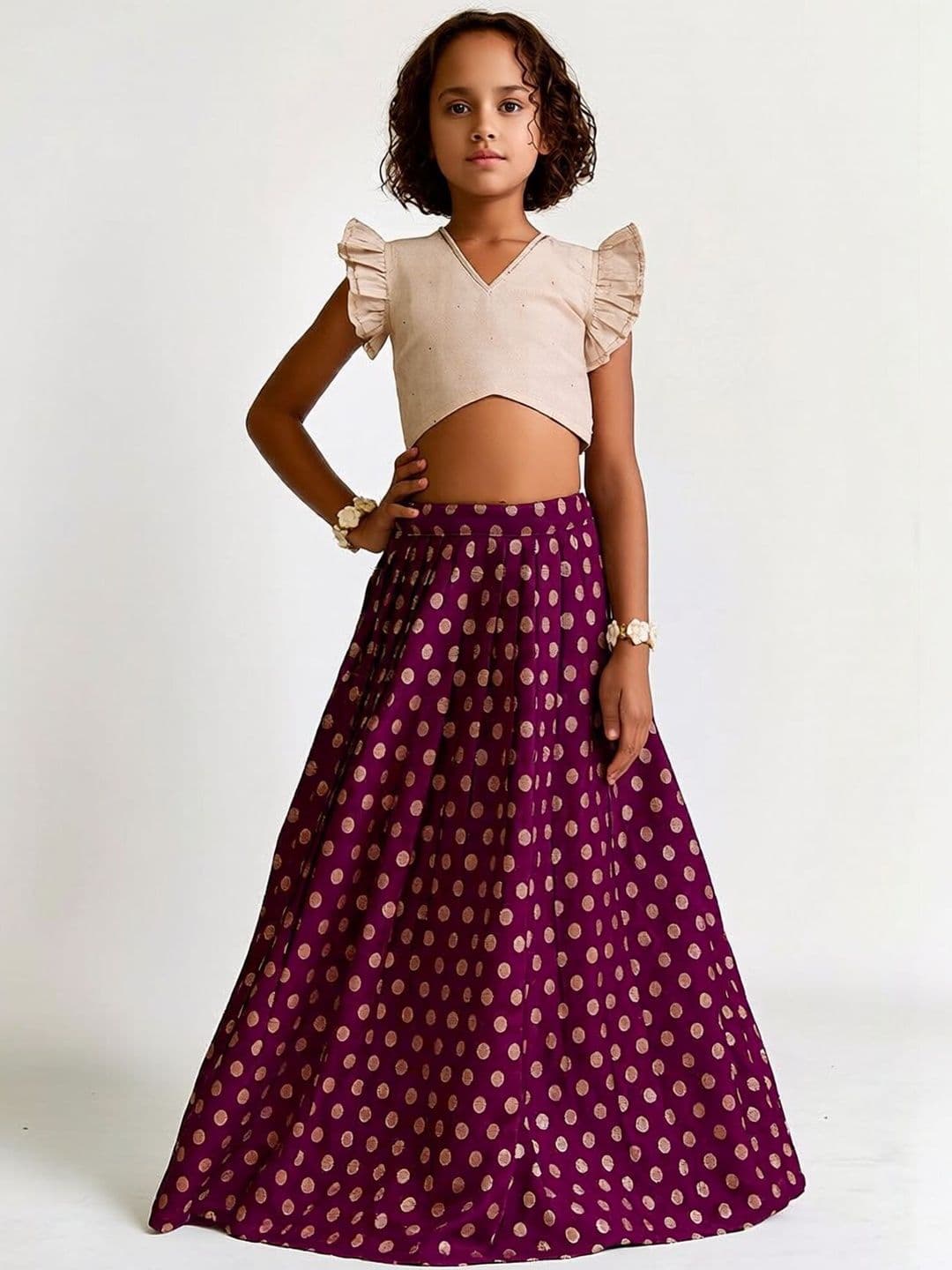 KALINI Girls Embellished Ready to Wear Lehenga & - view 1