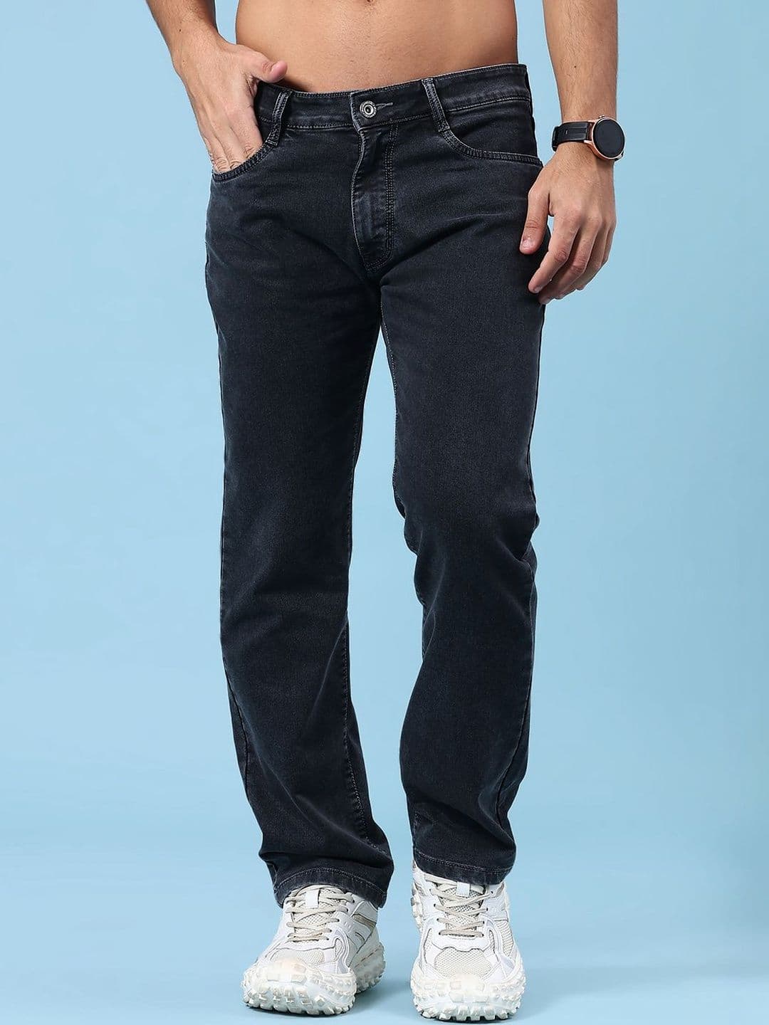 V-Mart Men Regular Fit Mid-Rise Light Fade Stretchable Jeans - view 1