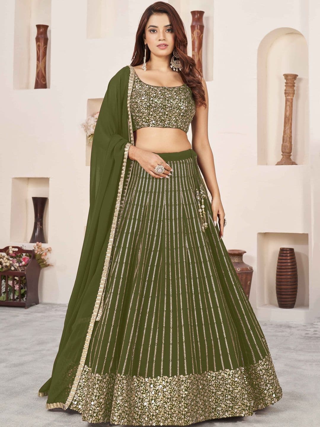 Zeel Clothing Embellished Sequinned Semi-Stitched Lehenga & Blouse With Dupatta - view 1